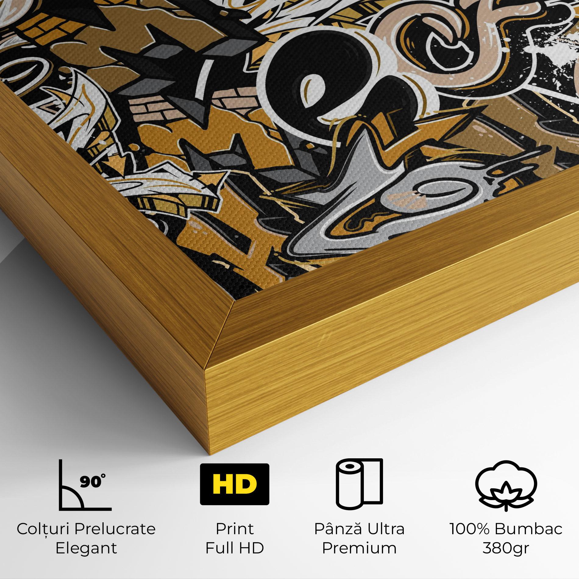 Tablou Canvas Yellow White Graffiti mockup 4