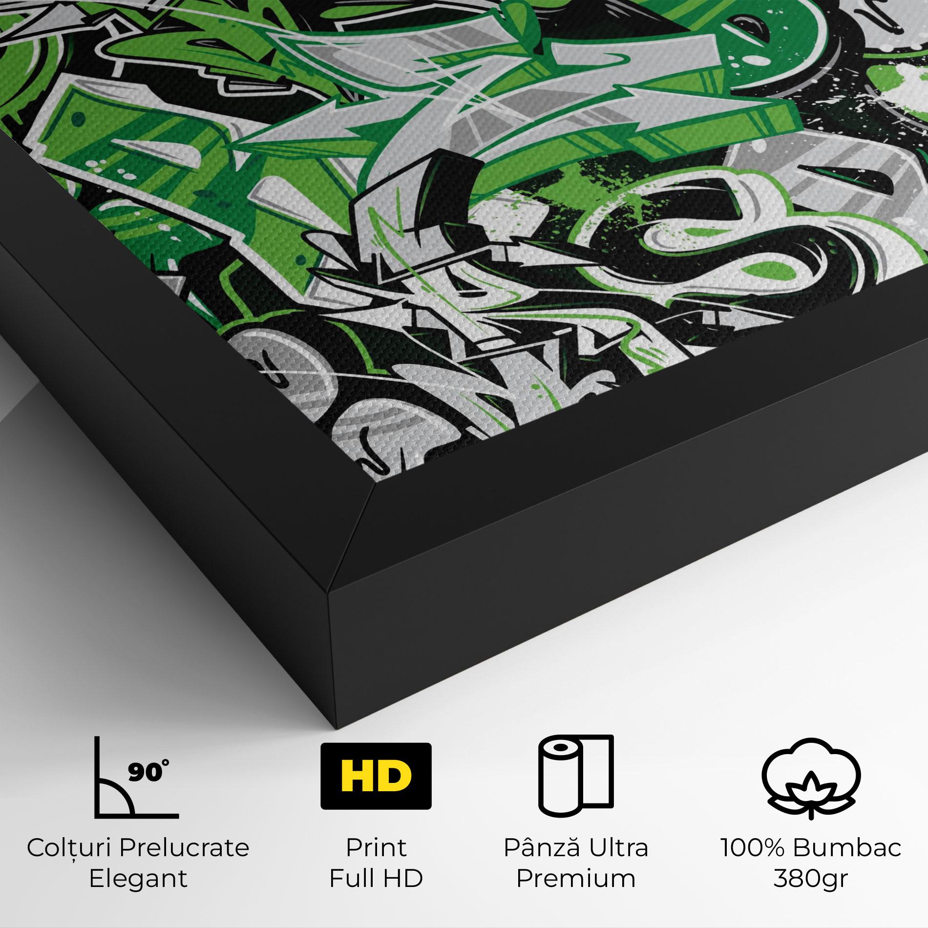 Tablou Canvas Green Graffiti Letters mockup 4