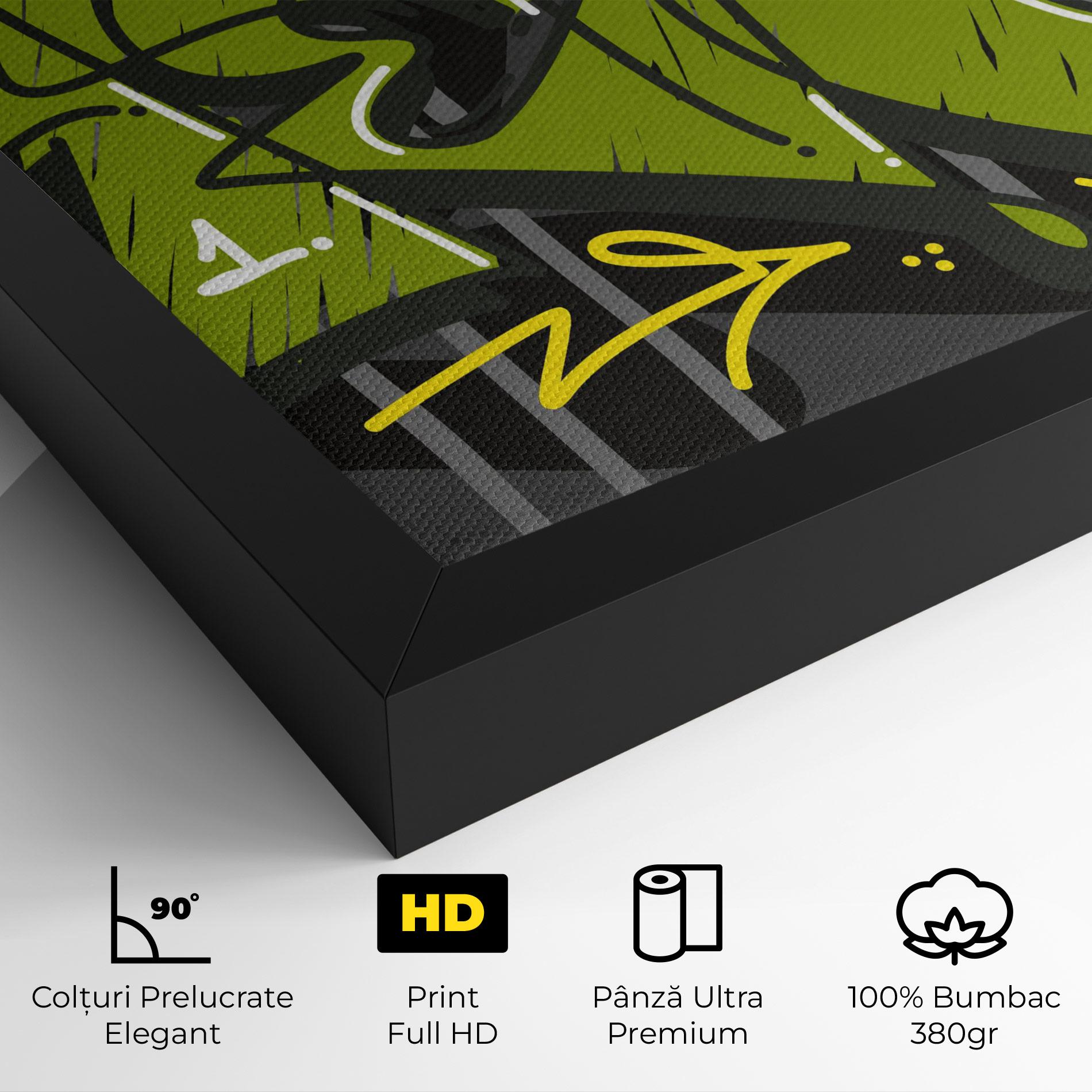 Tablou Canvas Green Grey Graffti mockup 4
