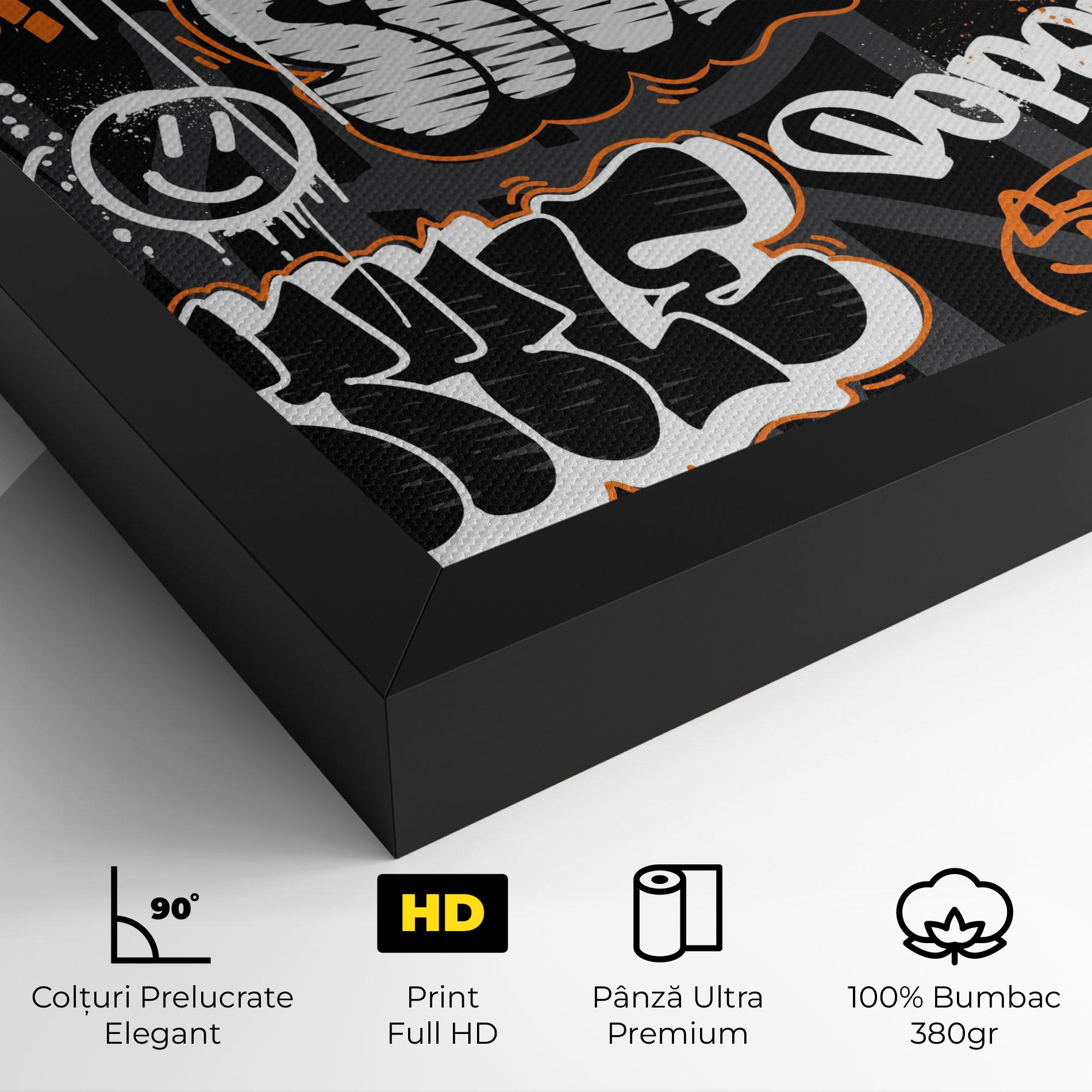 Tablou Canvas Orange Black Graffiti mockup 4