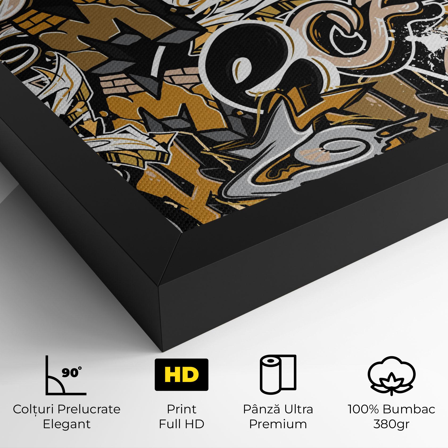 Tablou Canvas Yellow White Graffiti mockup 4