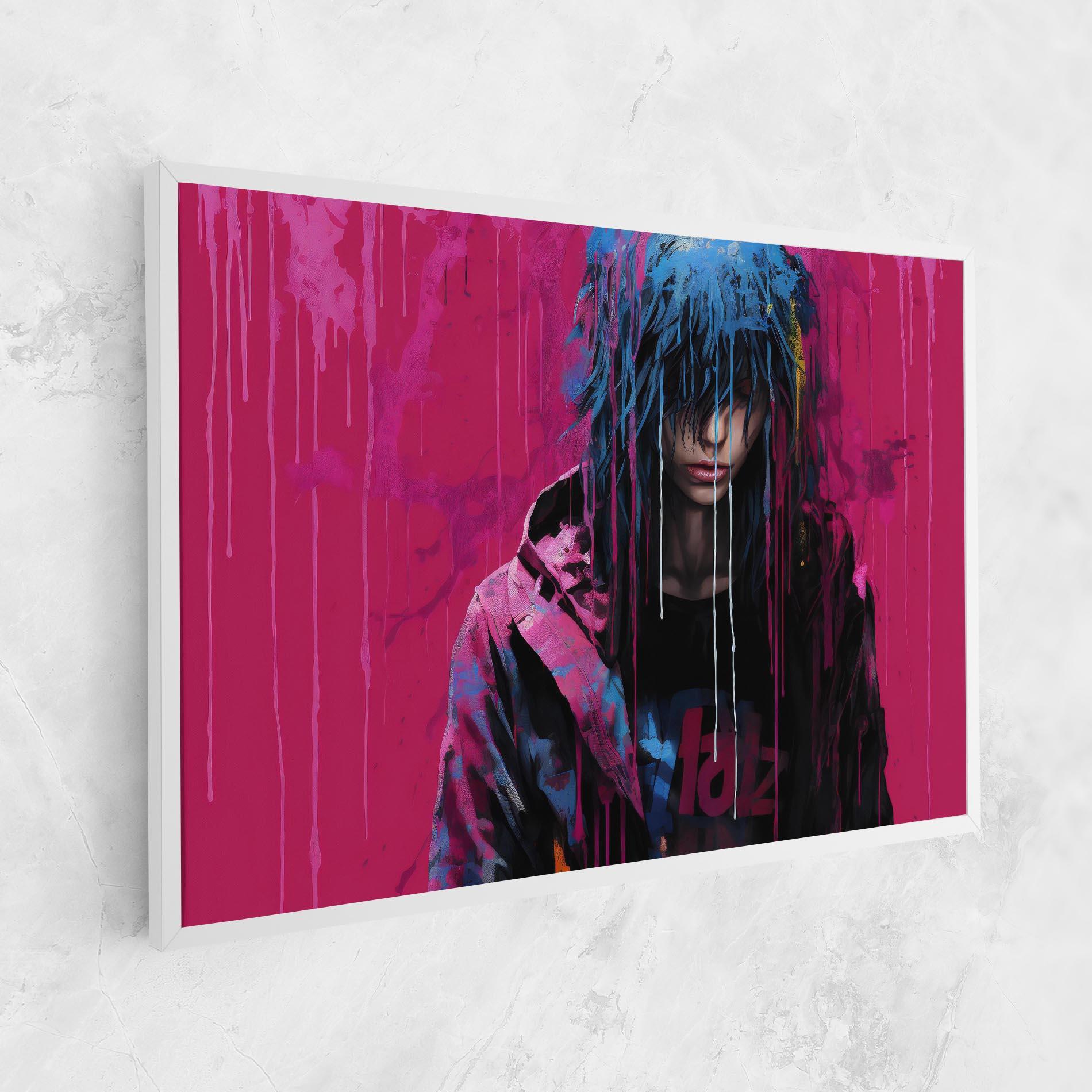 Tablou Canvas Blue Pink Falling Paint mockup 1