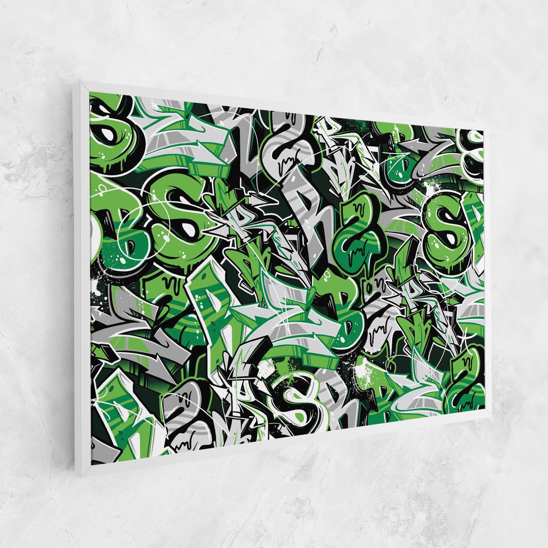 Tablou Canvas Green Graffiti Letters mockup 1