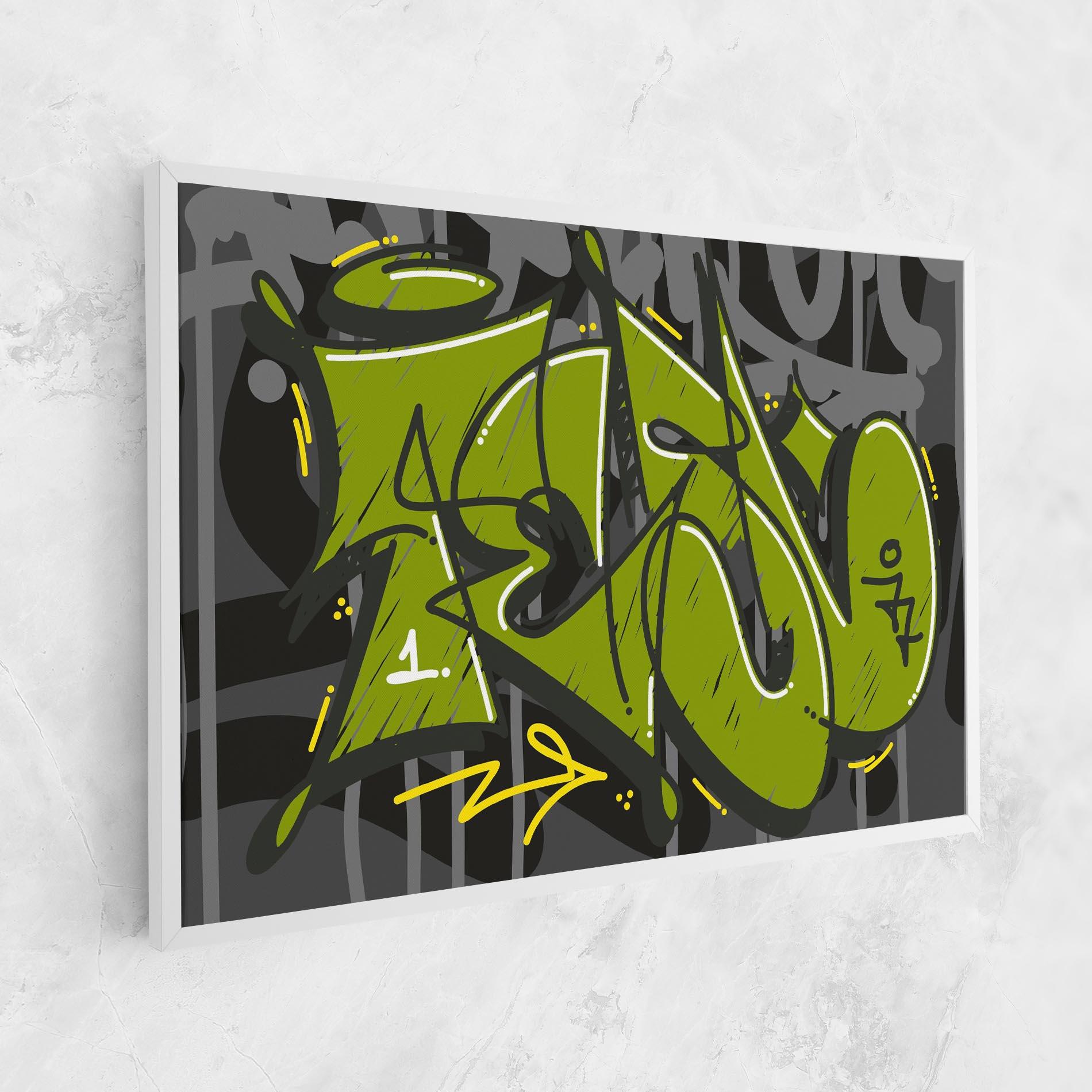 Tablou Canvas Green Grey Graffti mockup 1