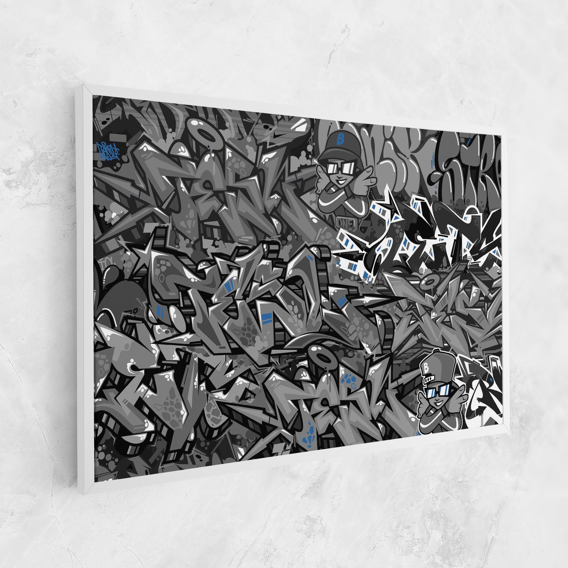 Tablou Canvas Grey Blue Graffiti mockup 1