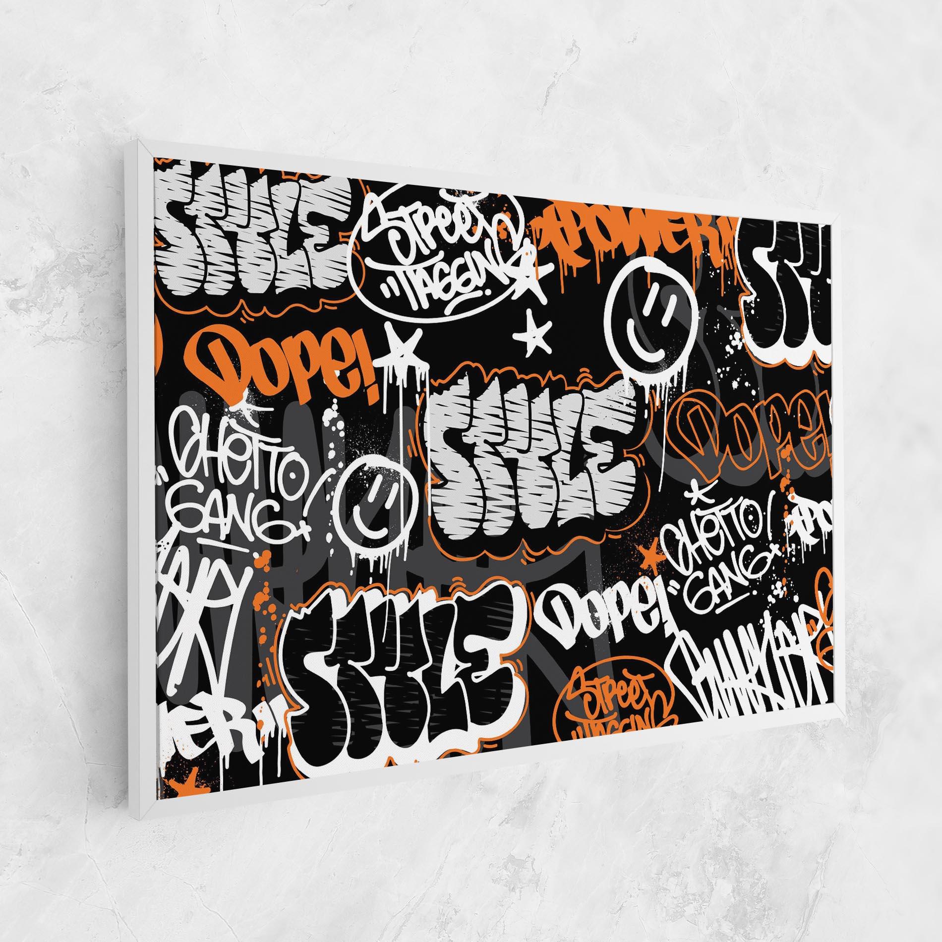 Tablou Canvas Orange Black Graffiti mockup 1