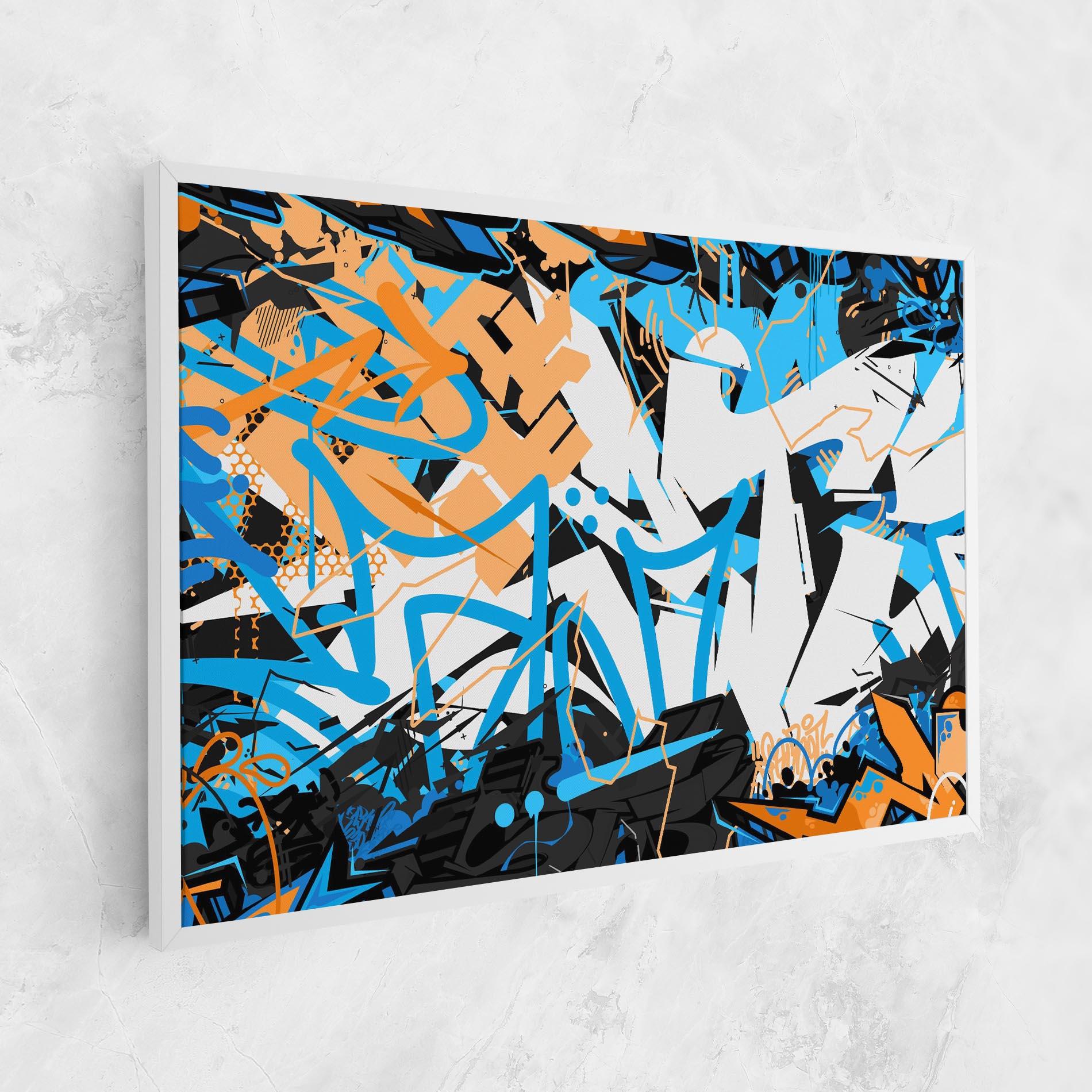 Tablou Canvas White Orange Graffiti mockup 1