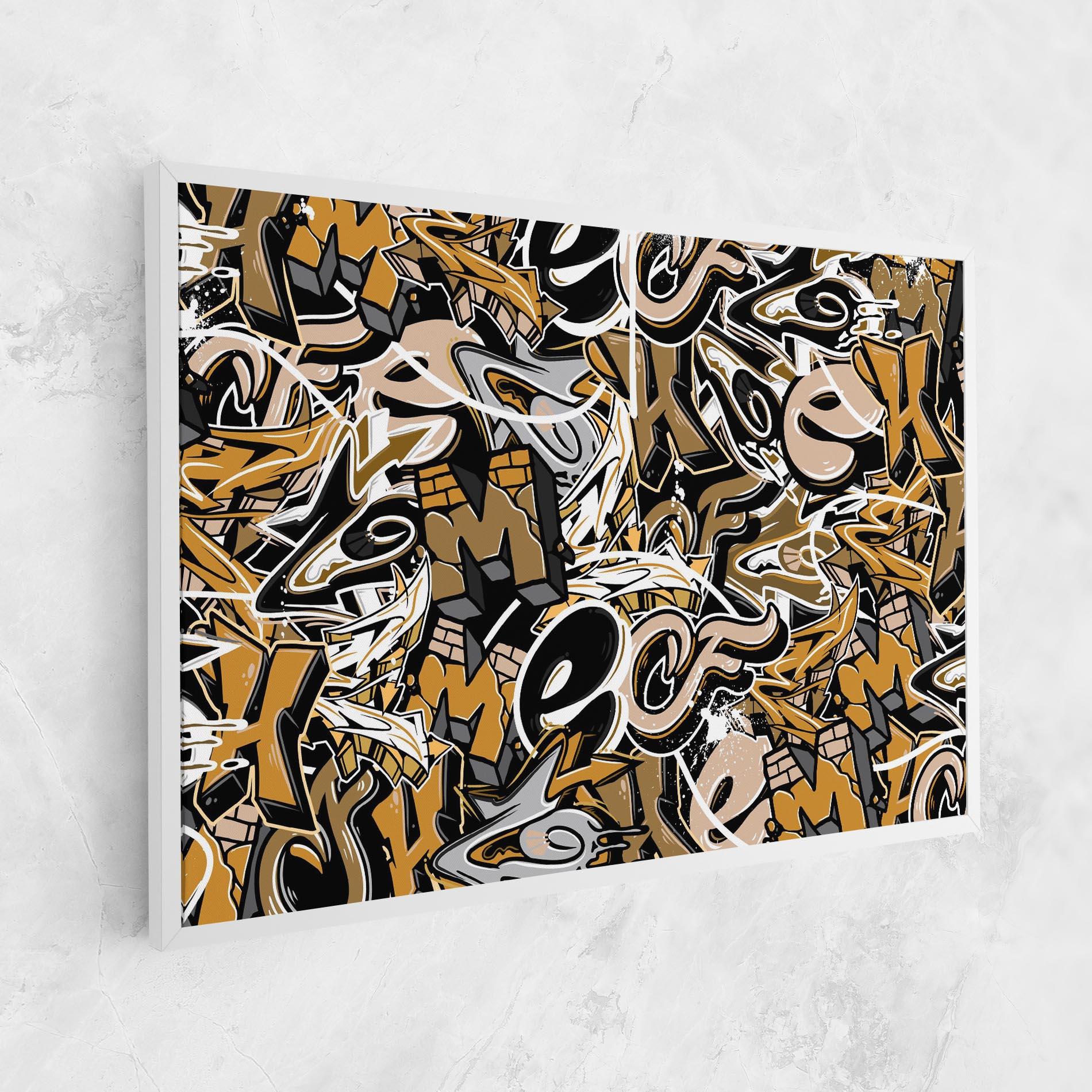 Tablou Canvas Yellow White Graffiti mockup 1