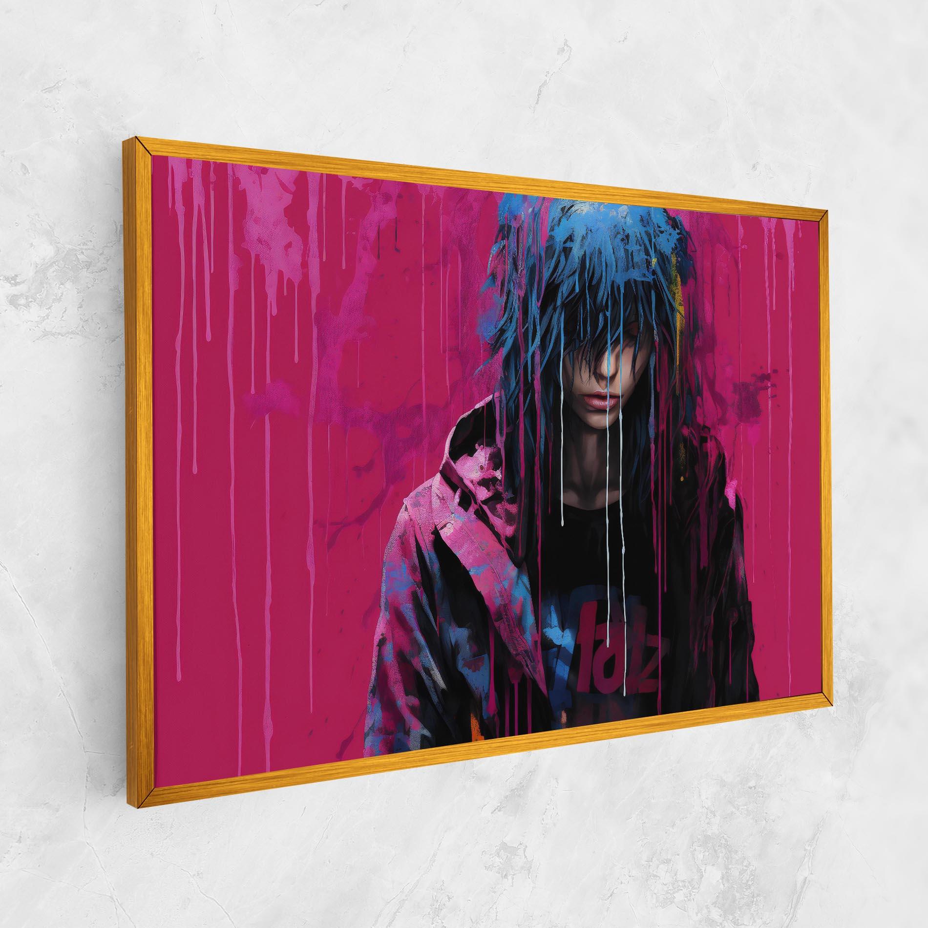 Tablou Canvas Blue Pink Falling Paint mockup 1