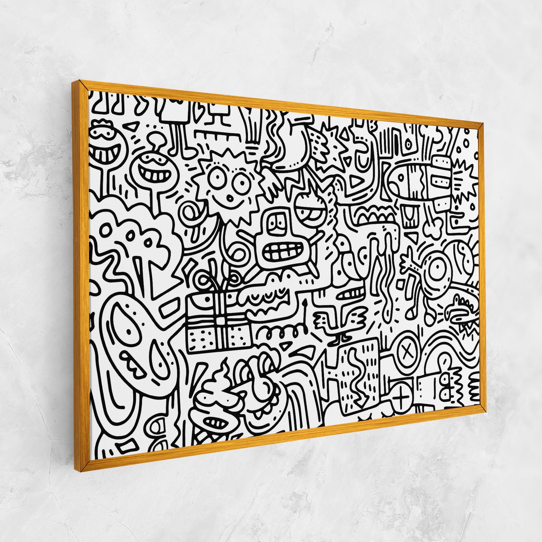 Tablou Canvas Doodle Black Line mockup 1
