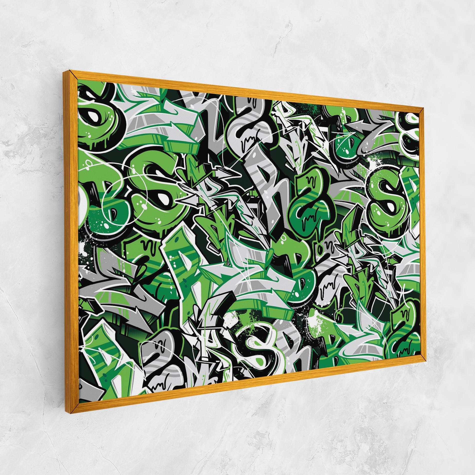 Tablou Canvas Green Graffiti Letters mockup 1