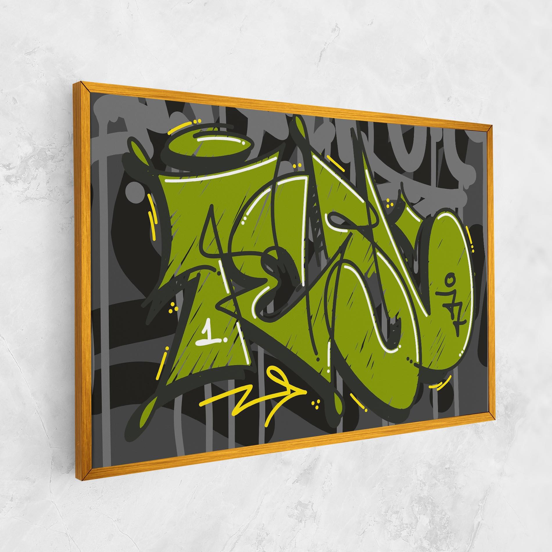 Tablou Canvas Green Grey Graffti mockup 1