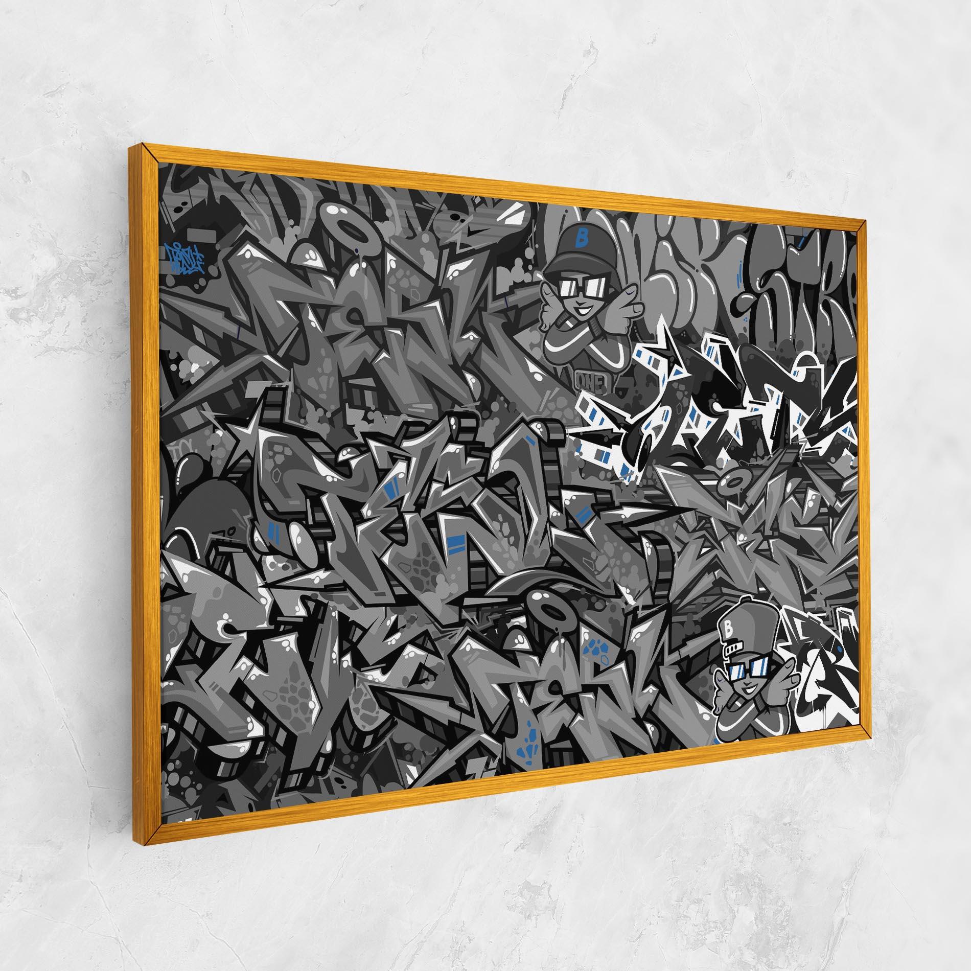 Tablou Canvas Grey Blue Graffiti mockup 1