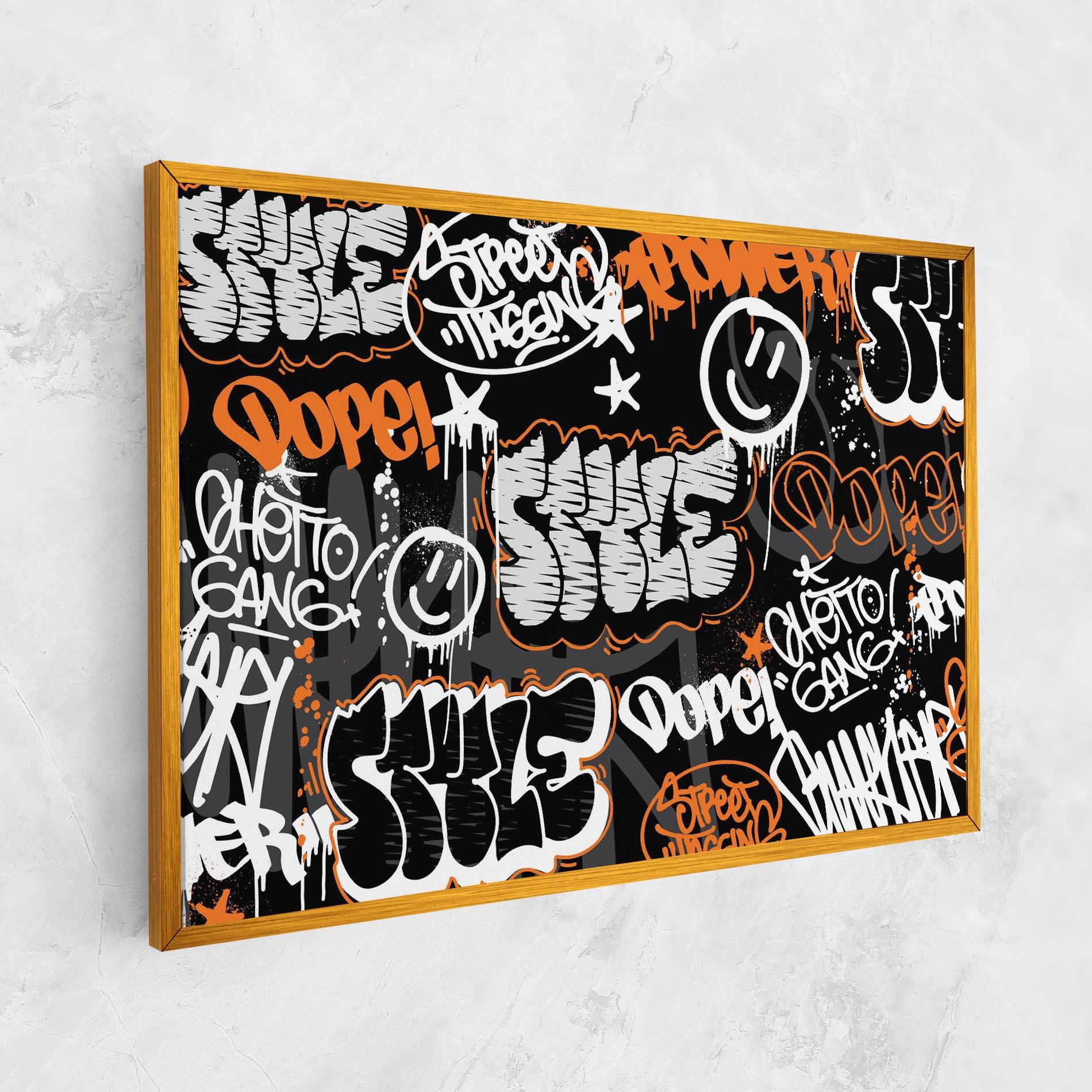 Tablou Canvas Orange Black Graffiti mockup 1