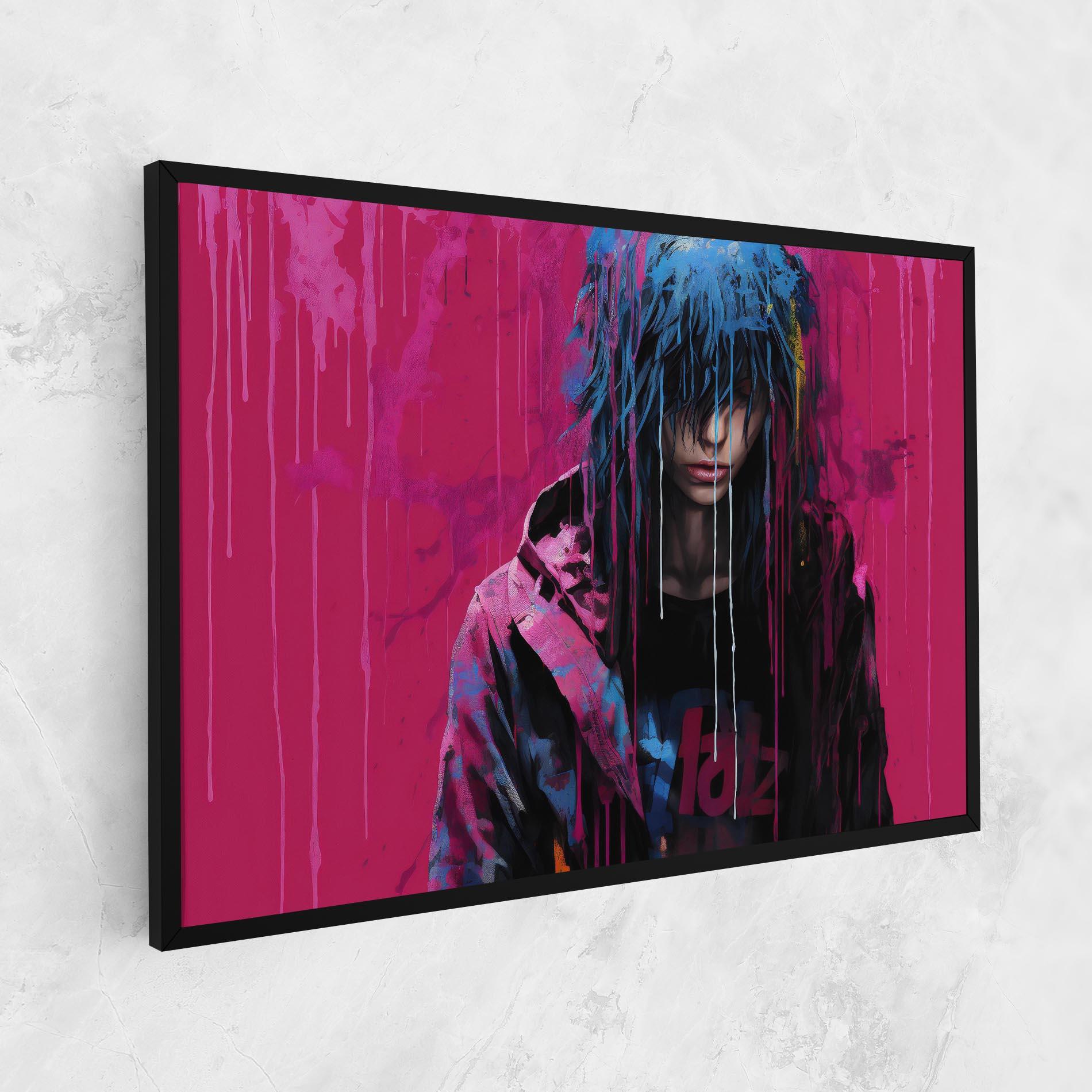 Tablou Canvas Blue Pink Falling Paint mockup 1