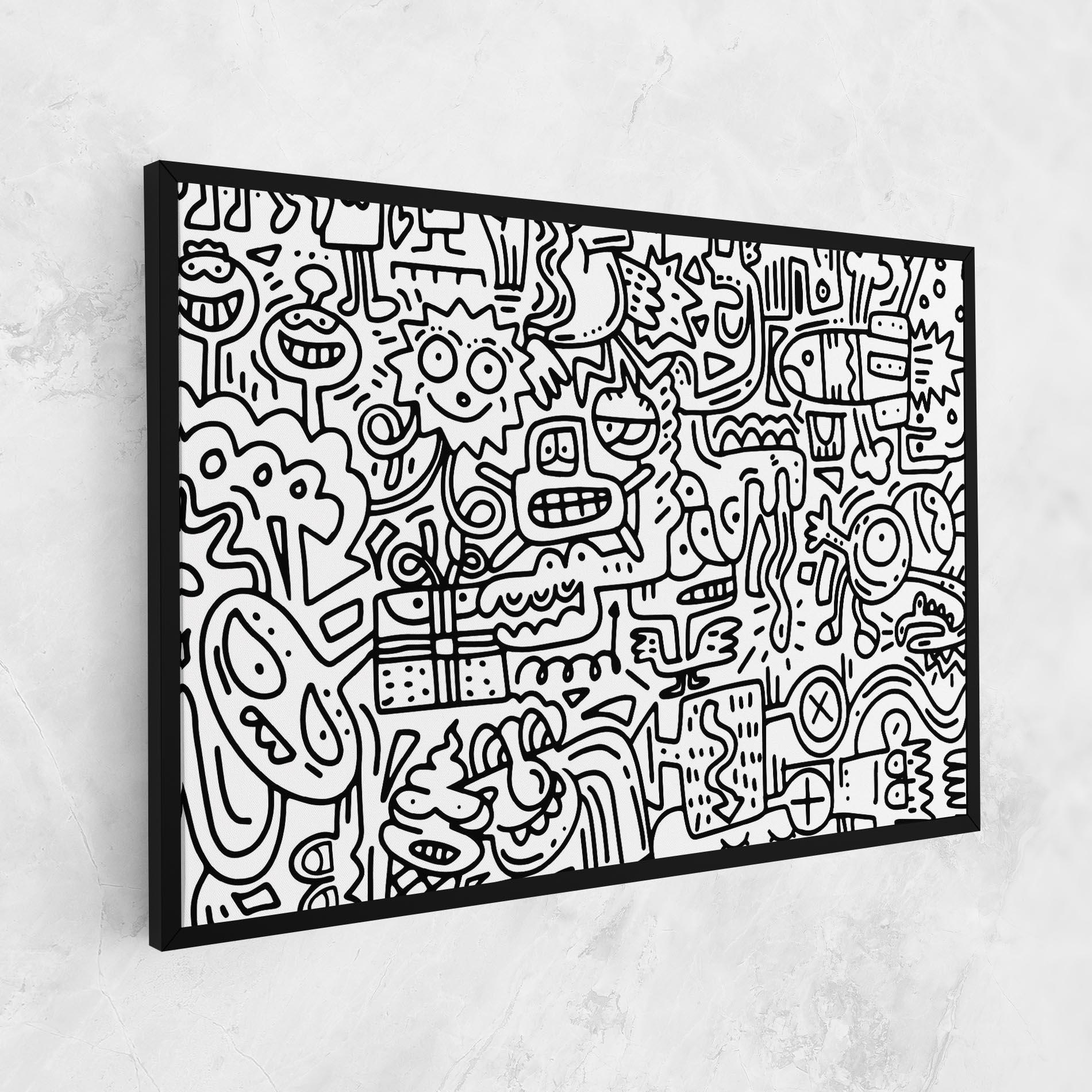 Tablou Canvas Doodle Black Line mockup 1