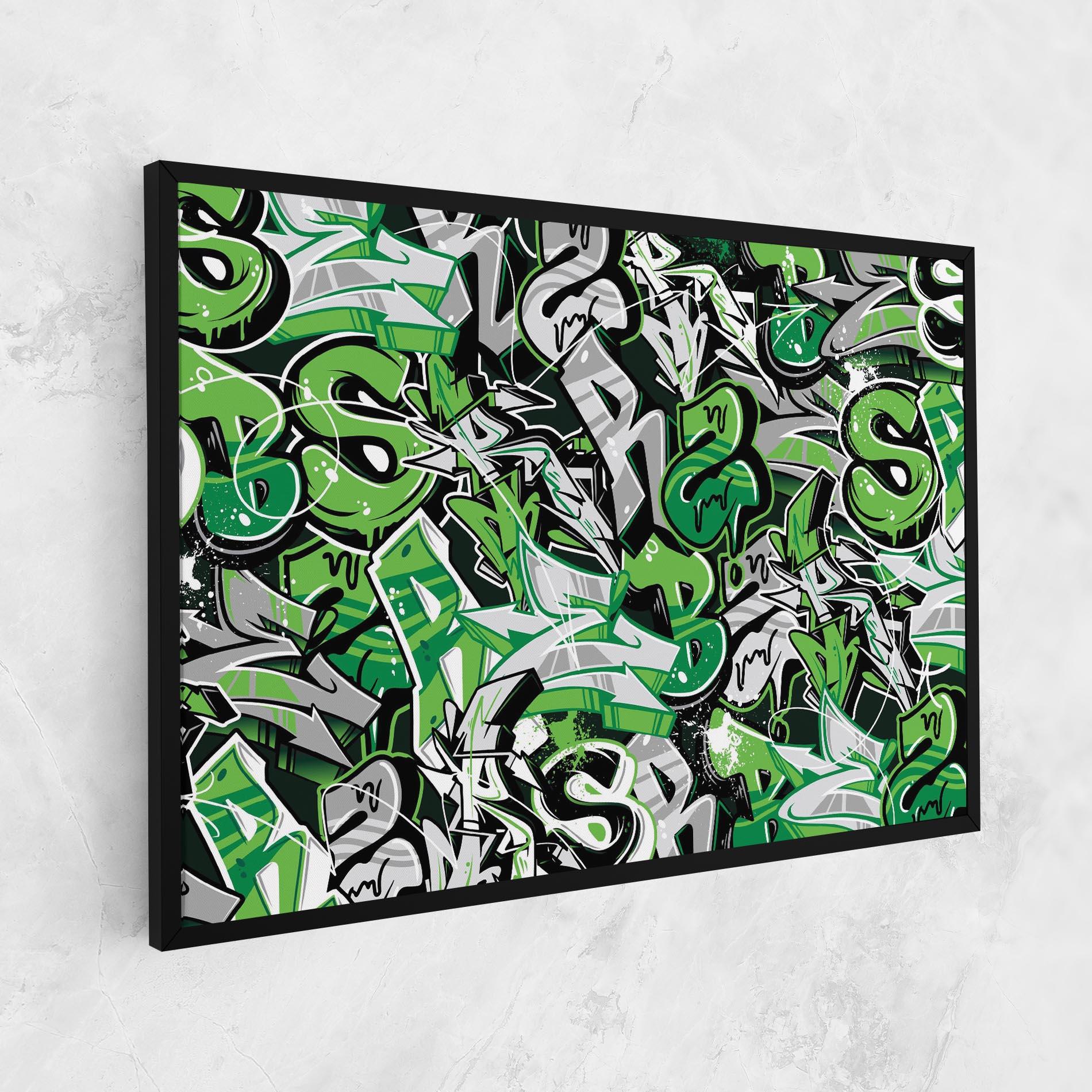 Tablou Canvas Green Graffiti Letters mockup 1