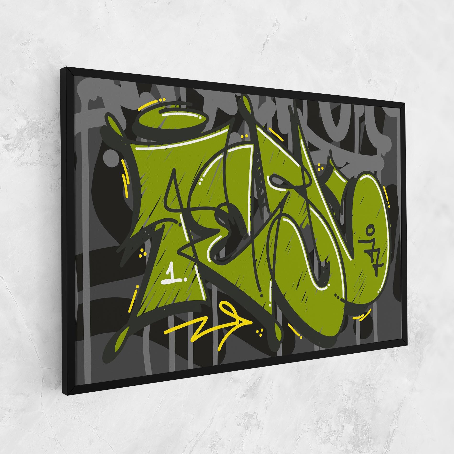 Tablou Canvas Green Grey Graffti mockup 1