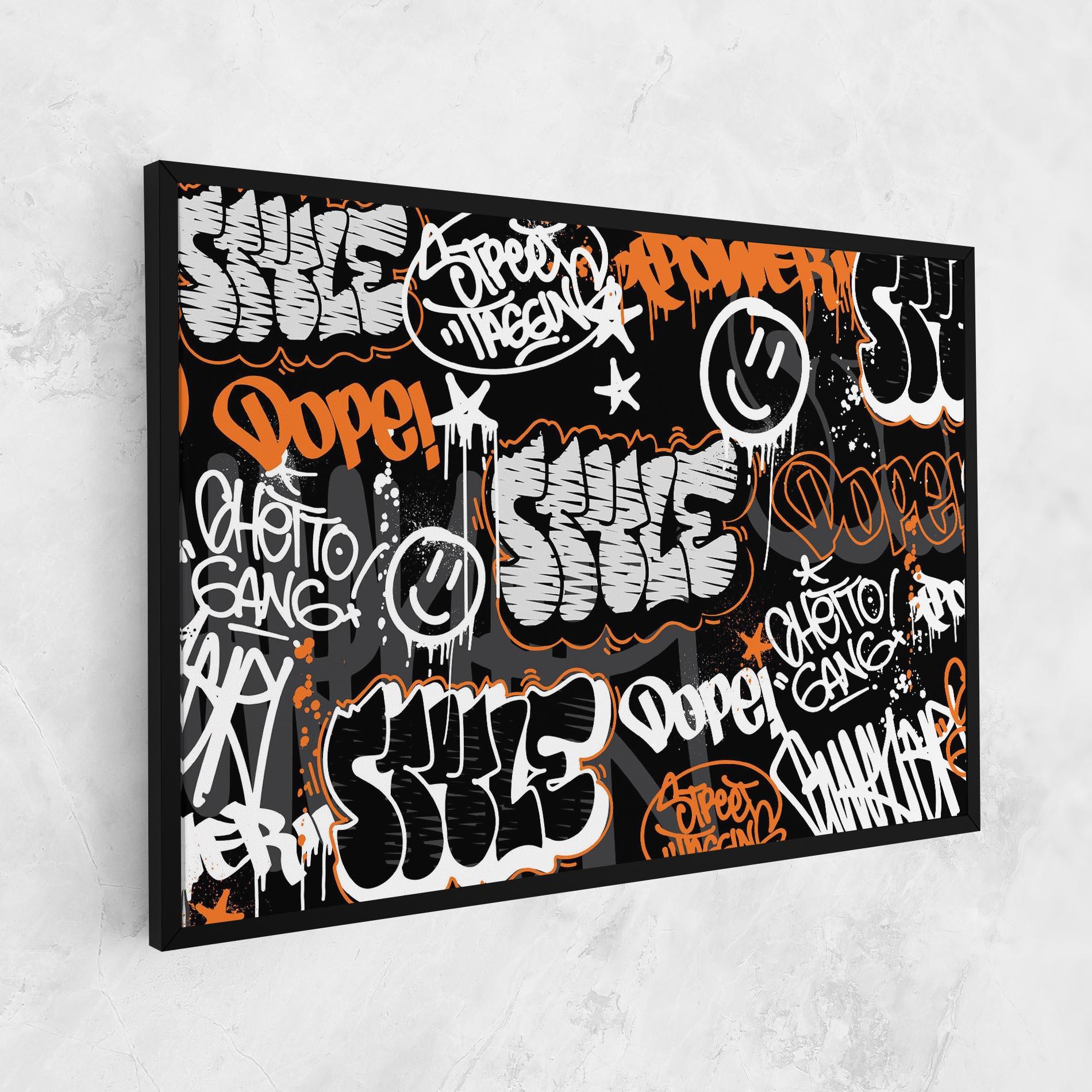 Tablou Canvas Orange Black Graffiti mockup 1