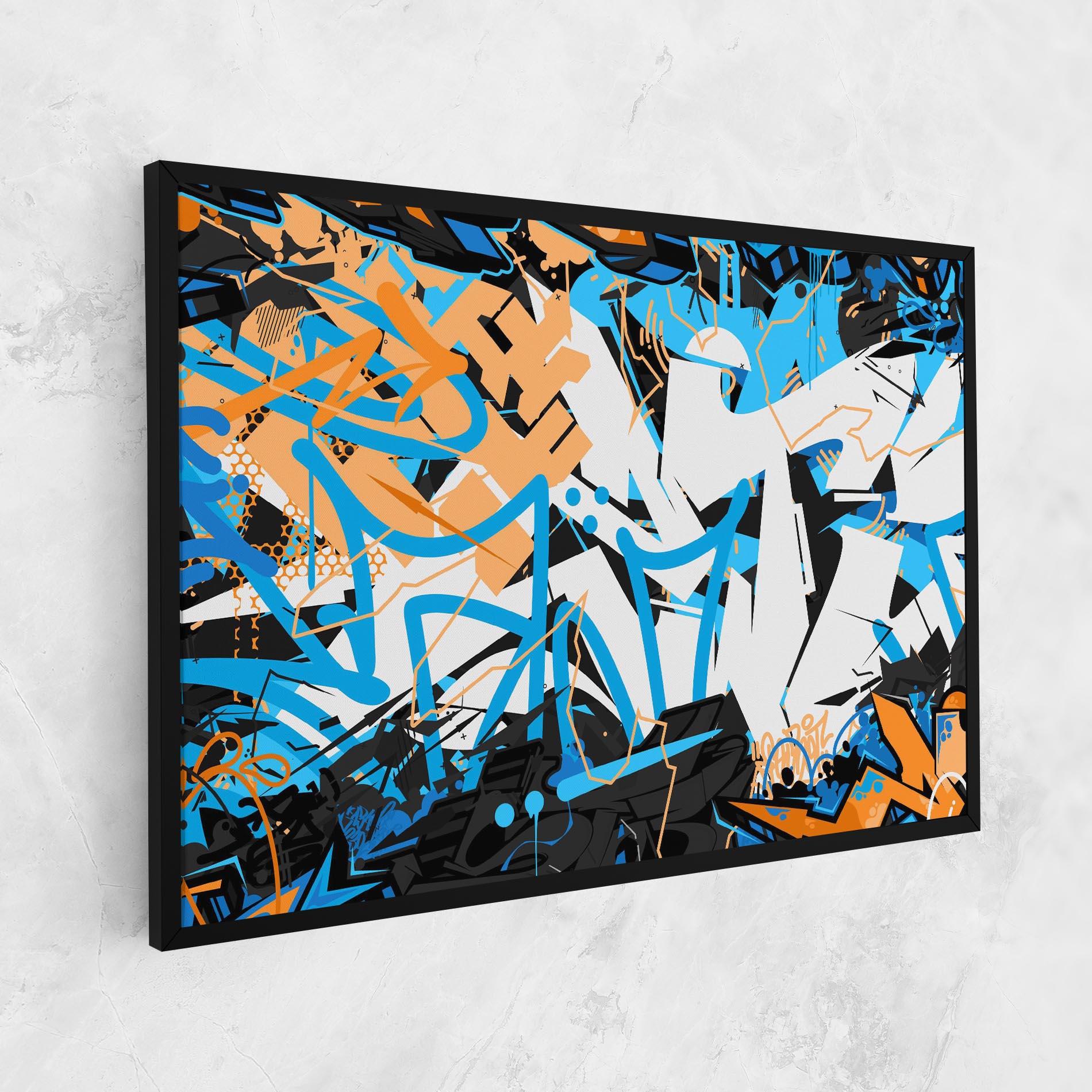 Tablou Canvas White Orange Graffiti mockup 1