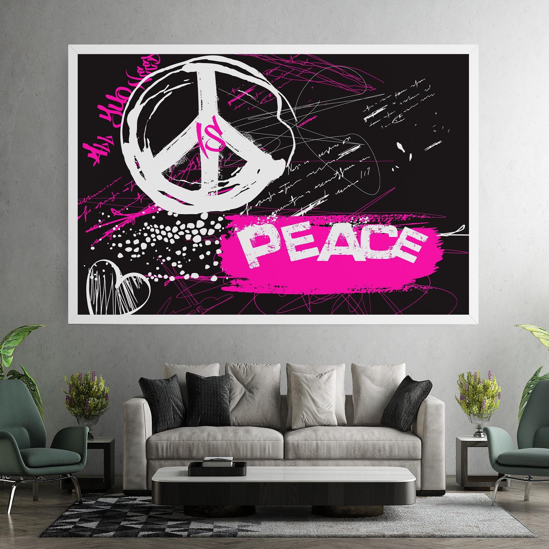 Tablou Canvas Graffiti Pink Peace mockup 7