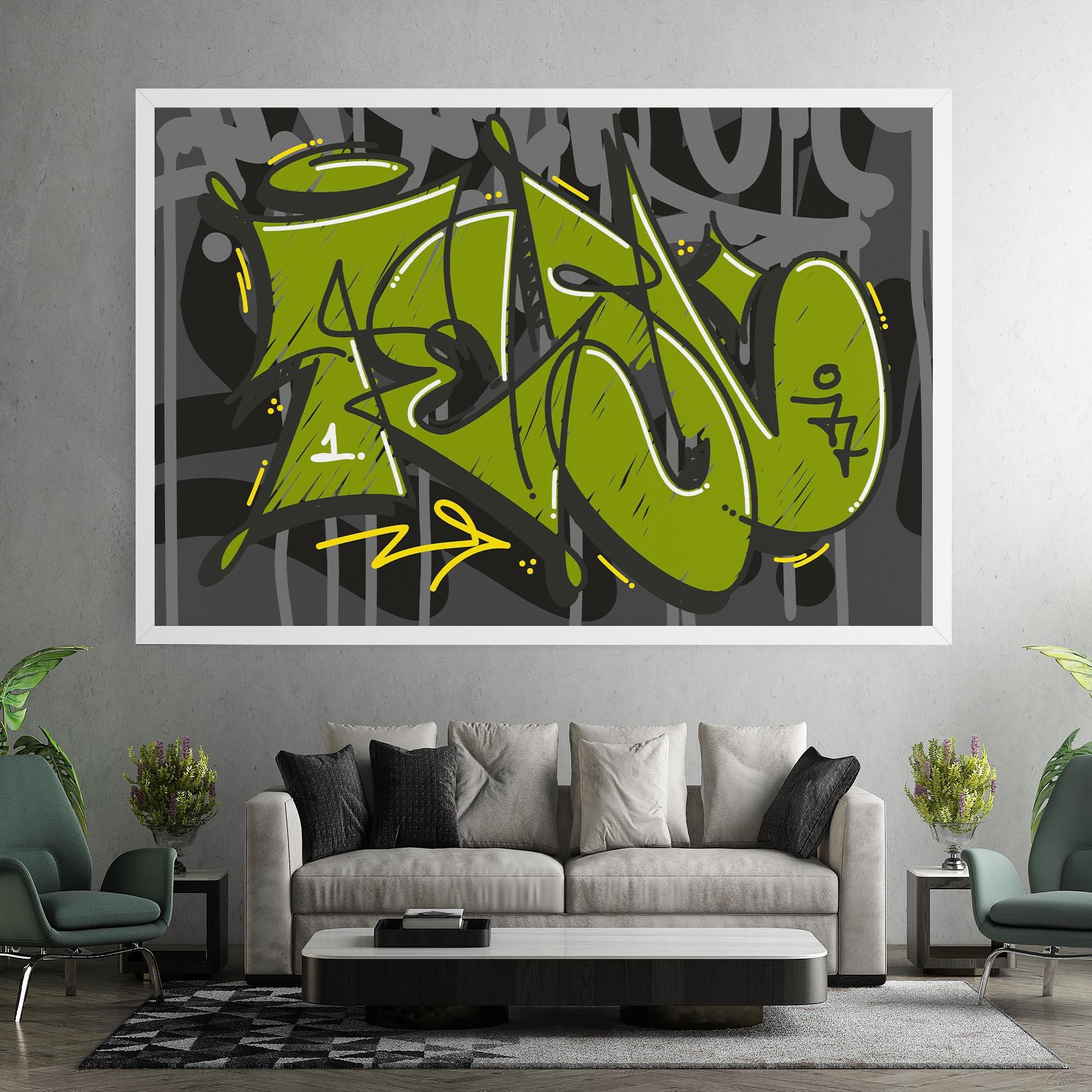Tablou Canvas Green Grey Graffti mockup 7