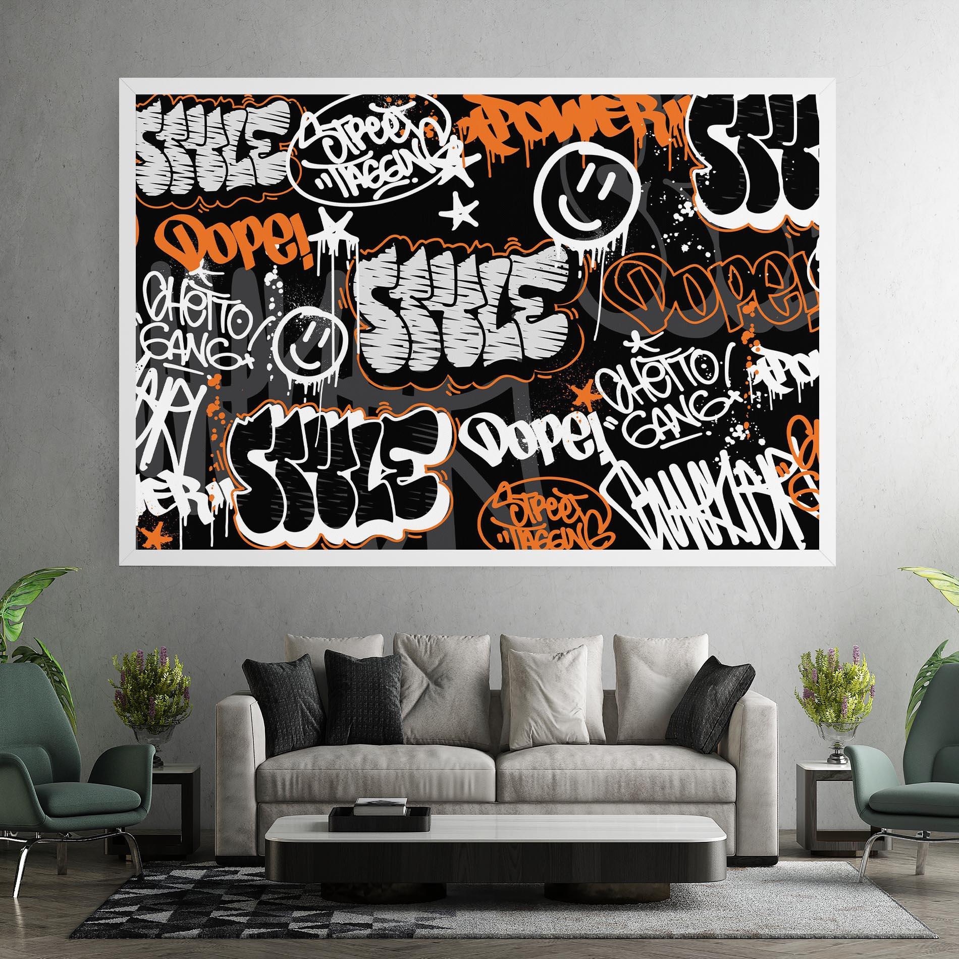 Tablou Canvas Orange Black Graffiti mockup 7