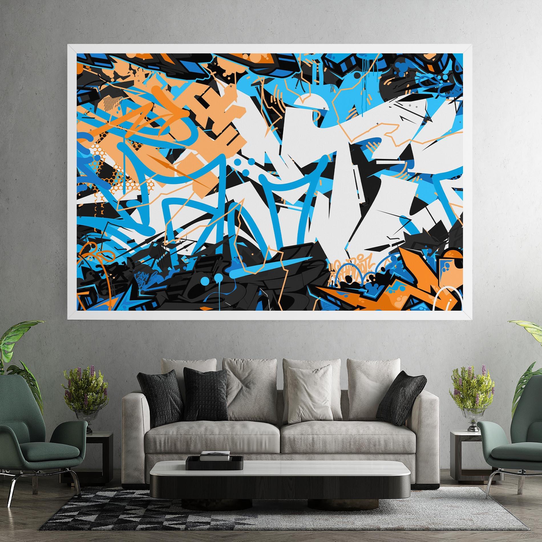 Tablou Canvas White Orange Graffiti mockup 7