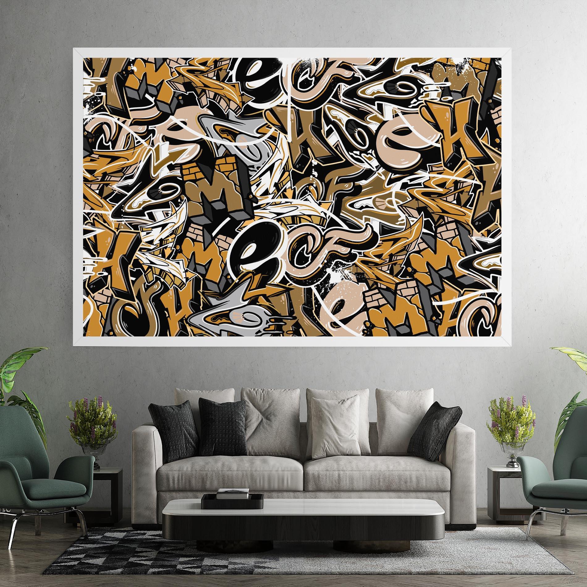 Tablou Canvas Yellow White Graffiti mockup 7