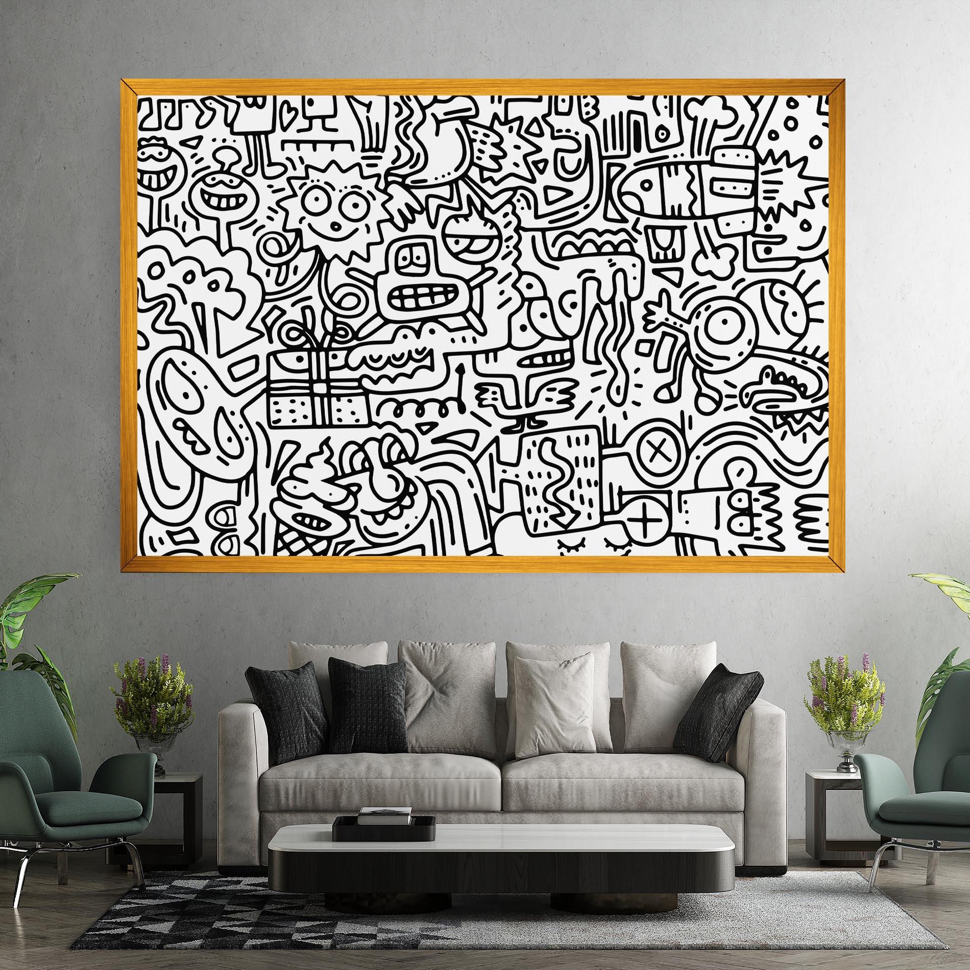 Tablou Canvas Doodle Black Line mockup 7