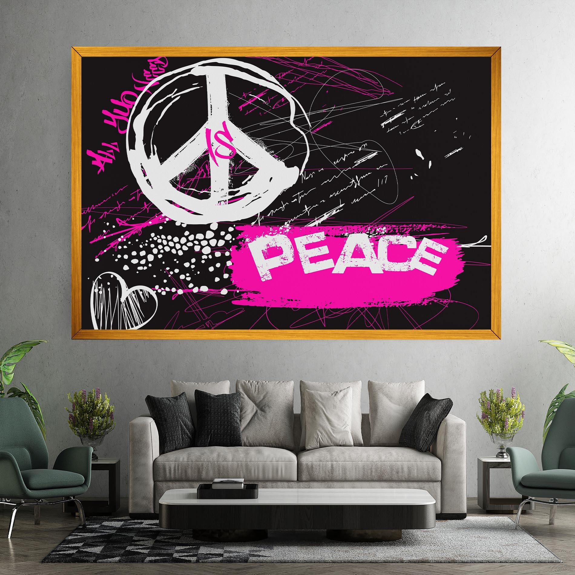 Tablou Canvas Graffiti Pink Peace mockup 7