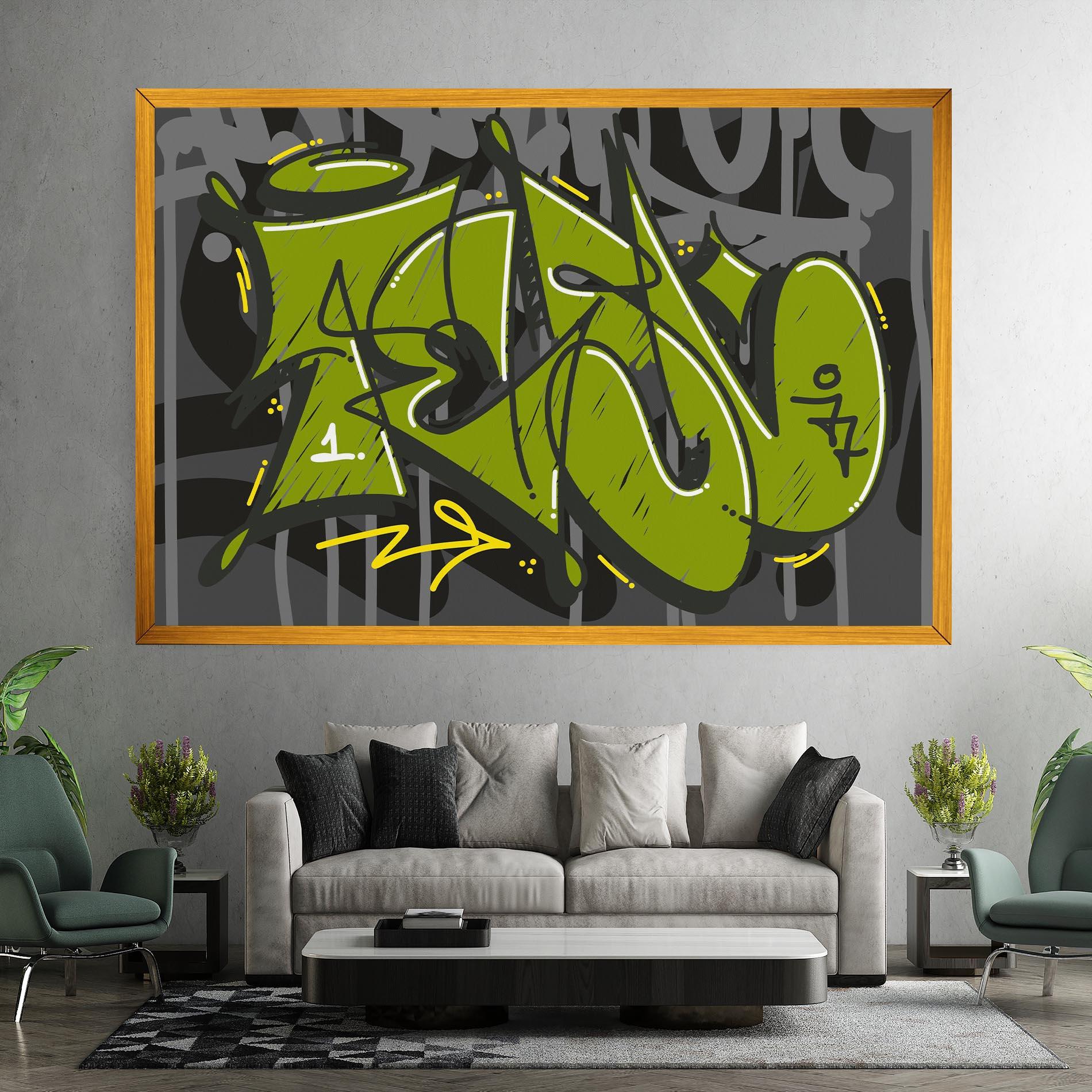 Tablou Canvas Green Grey Graffti mockup 7