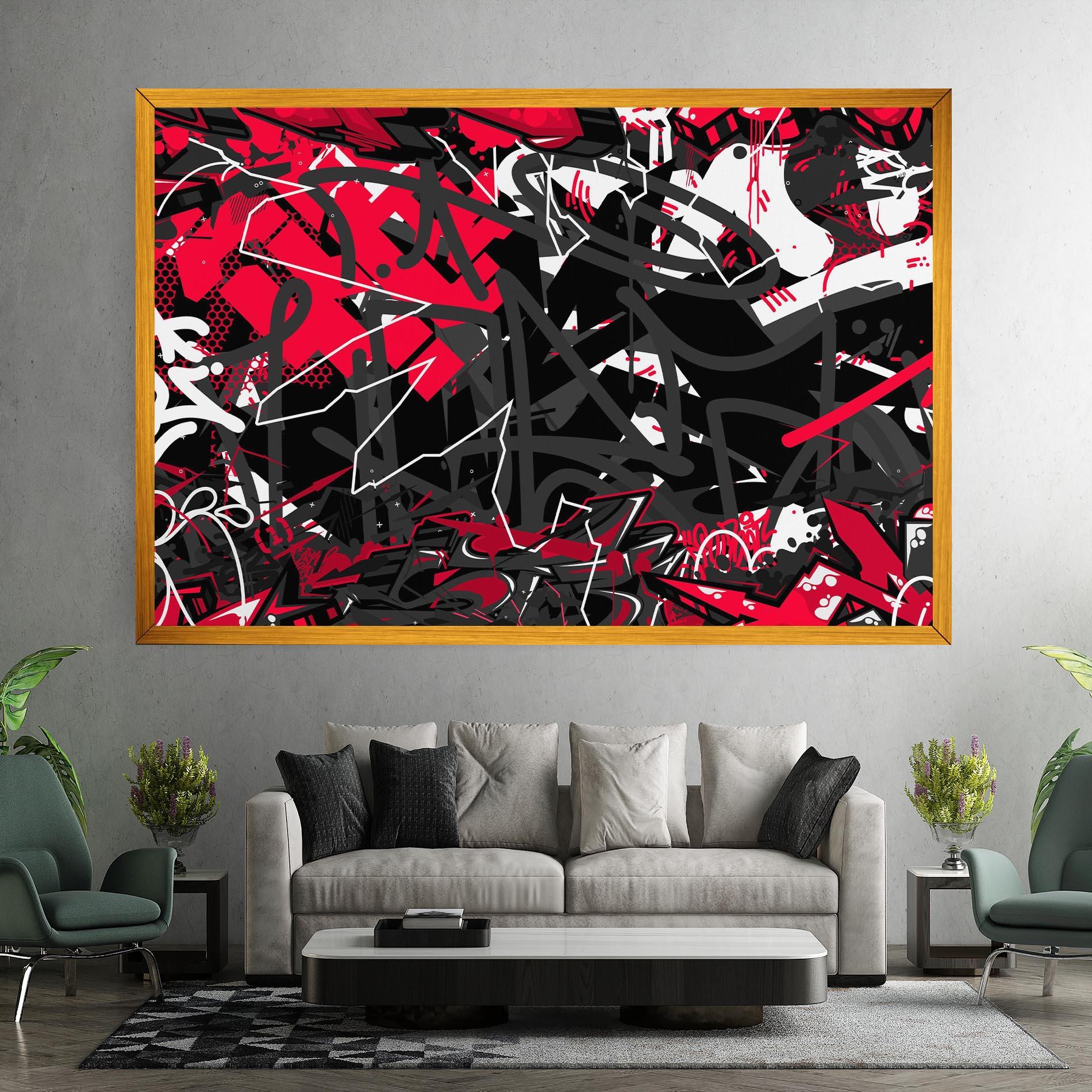 Tablou Canvas Grey Red Graffiti mockup 7