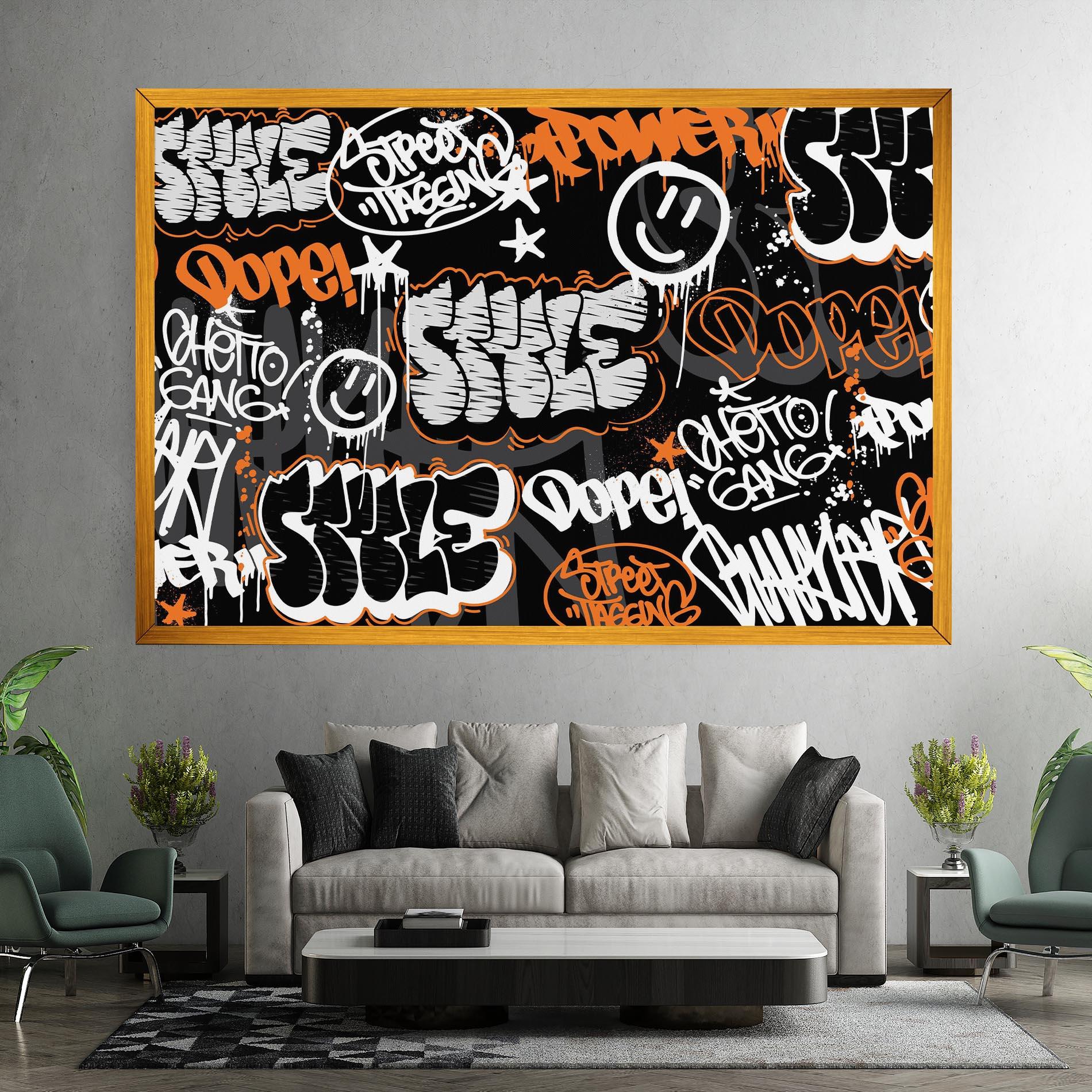 Tablou Canvas Orange Black Graffiti mockup 7