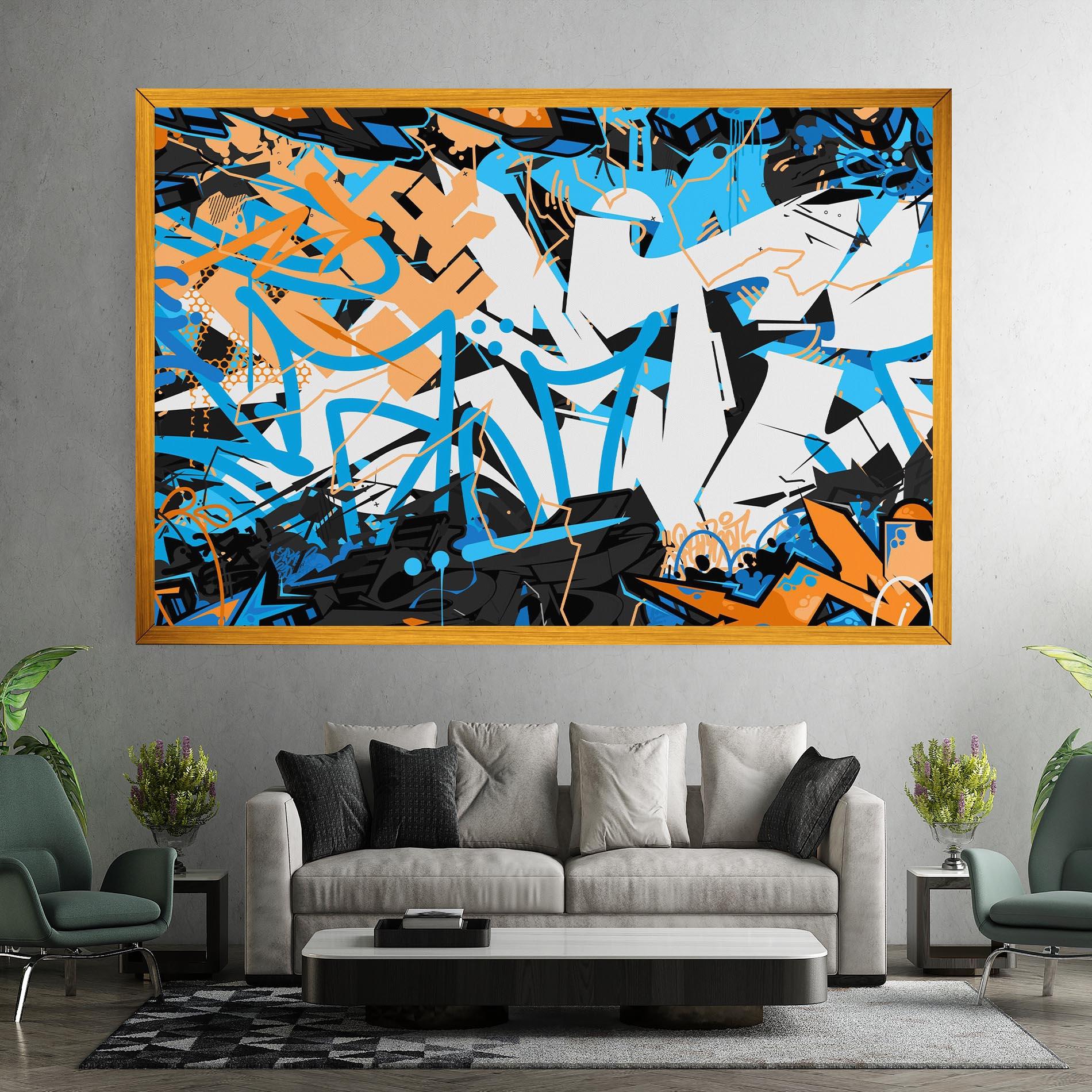 Tablou Canvas White Orange Graffiti mockup 7