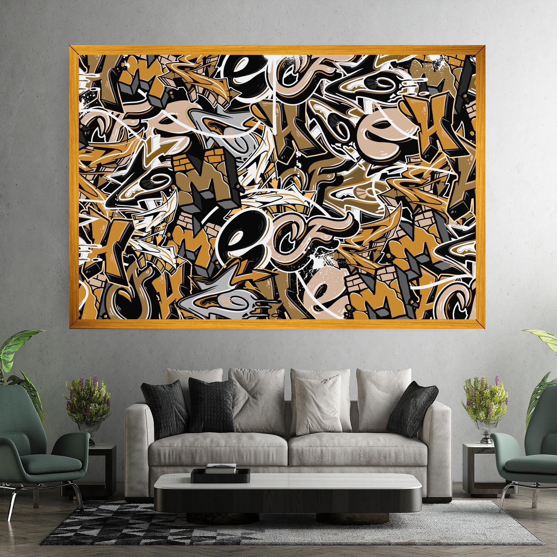 Tablou Canvas Yellow White Graffiti mockup 7