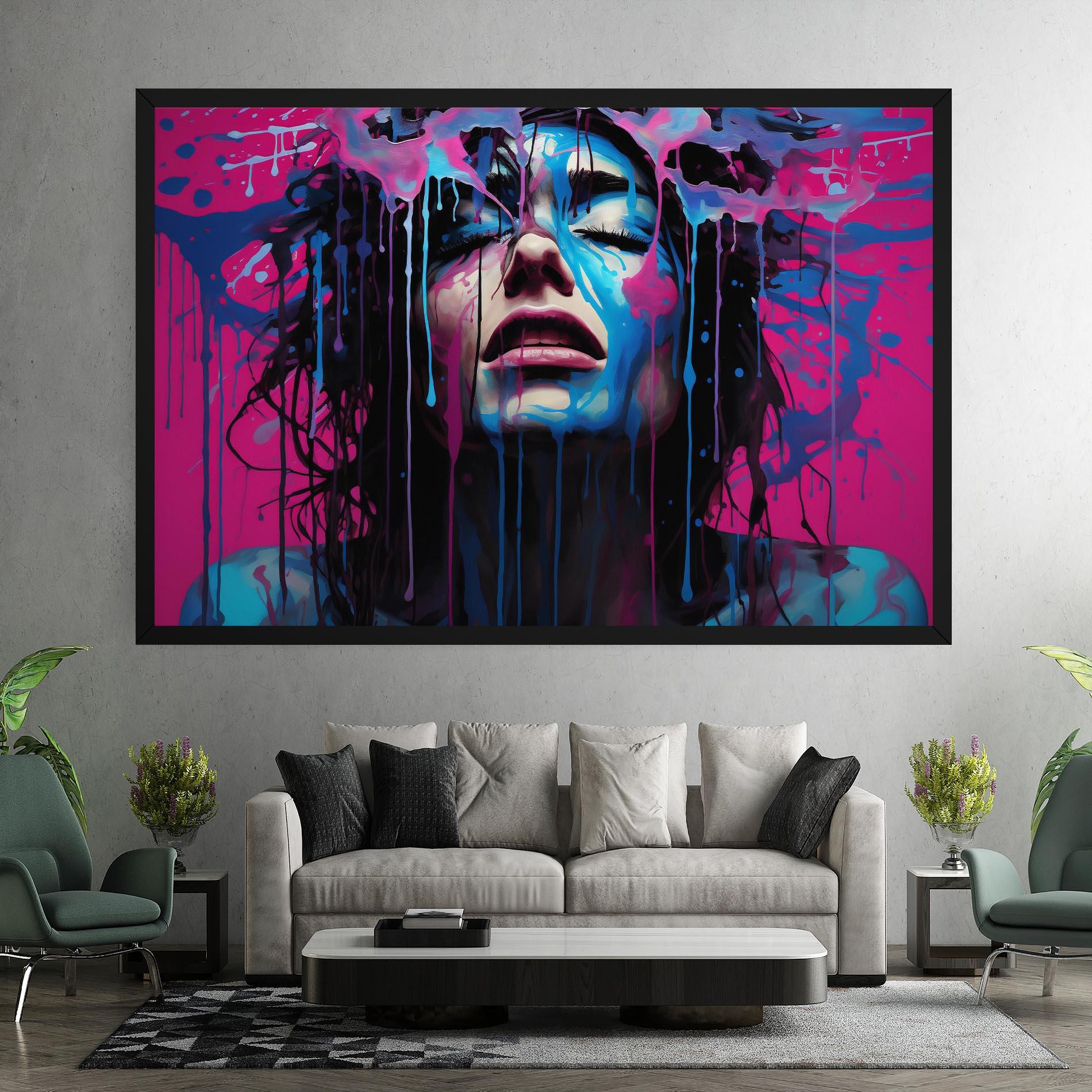 Tablou Canvas Blue Pink Woman mockup 7
