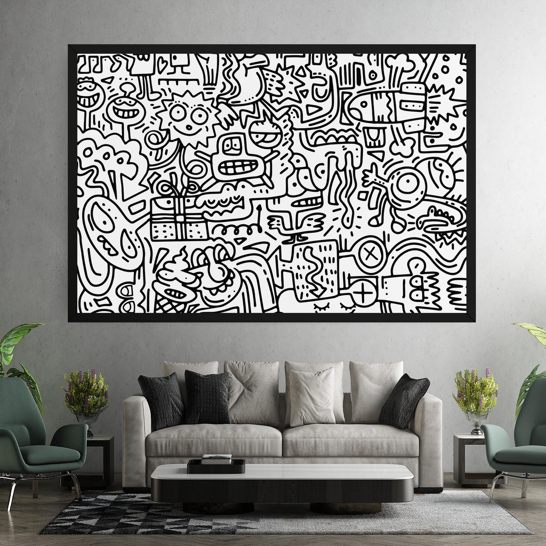 Tablou Canvas Doodle Black Line mockup 7