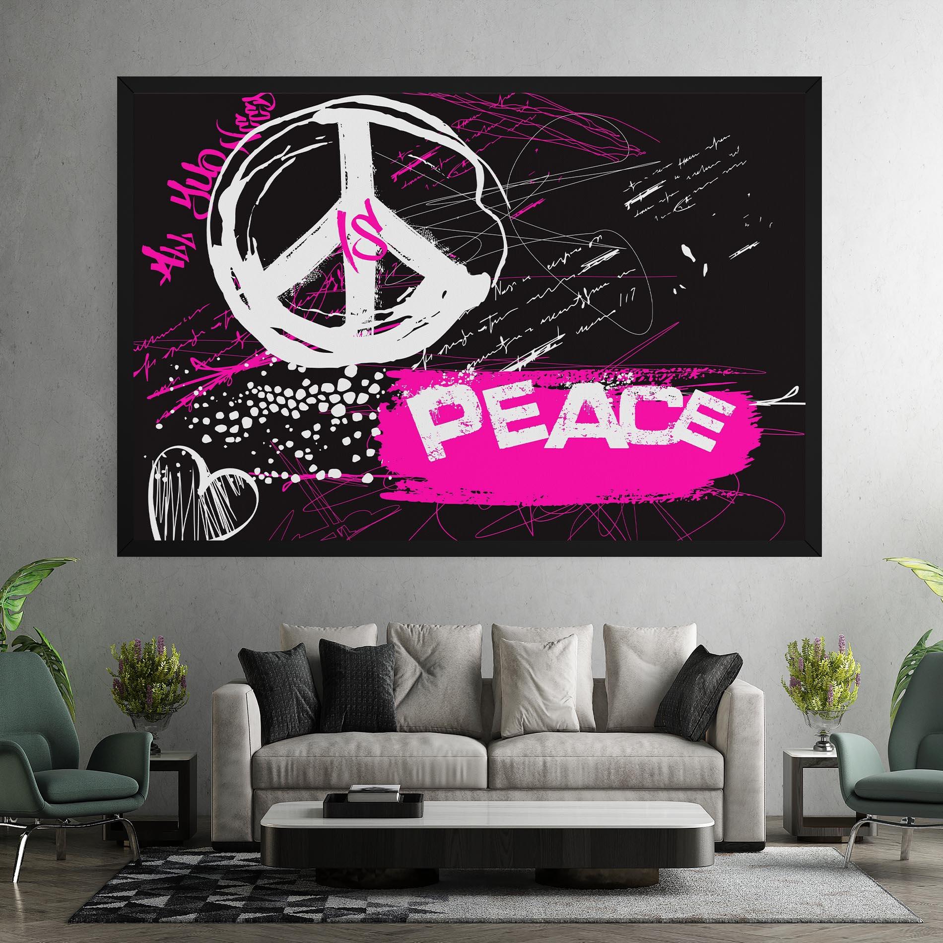Tablou Canvas Graffiti Pink Peace mockup 7