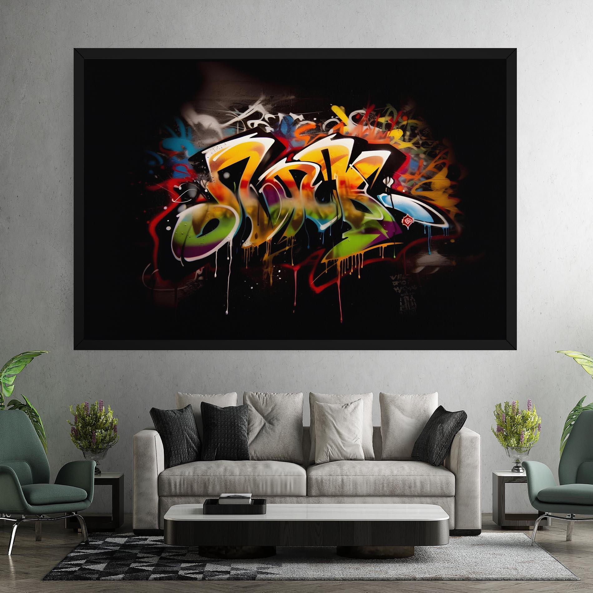 Tablou Canvas Graffiti Style Wall mockup 7