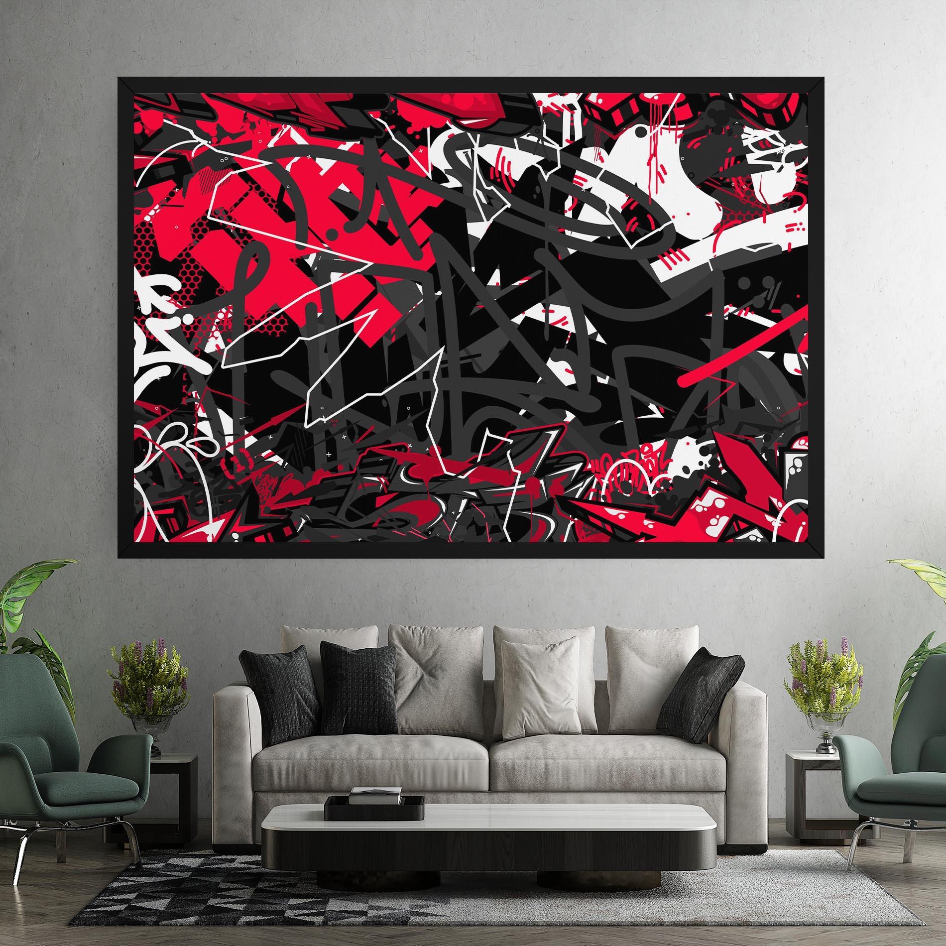 Tablou Canvas Grey Red Graffiti mockup 7