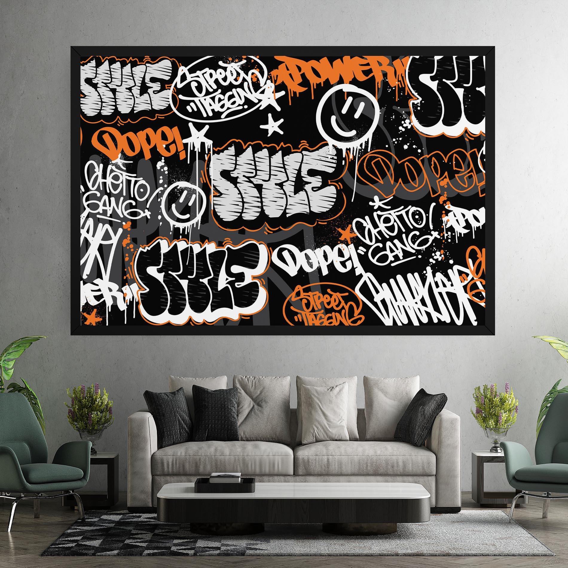 Tablou Canvas Orange Black Graffiti mockup 7
