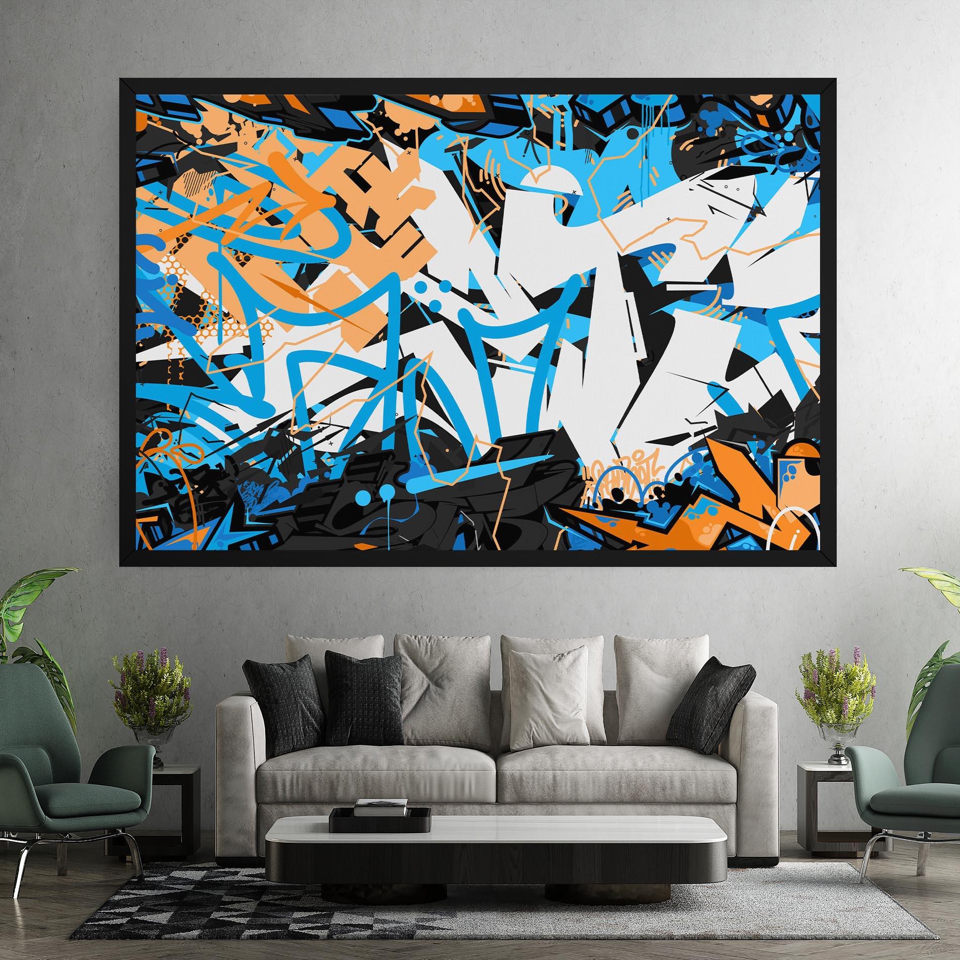 Tablou Canvas White Orange Graffiti mockup 7