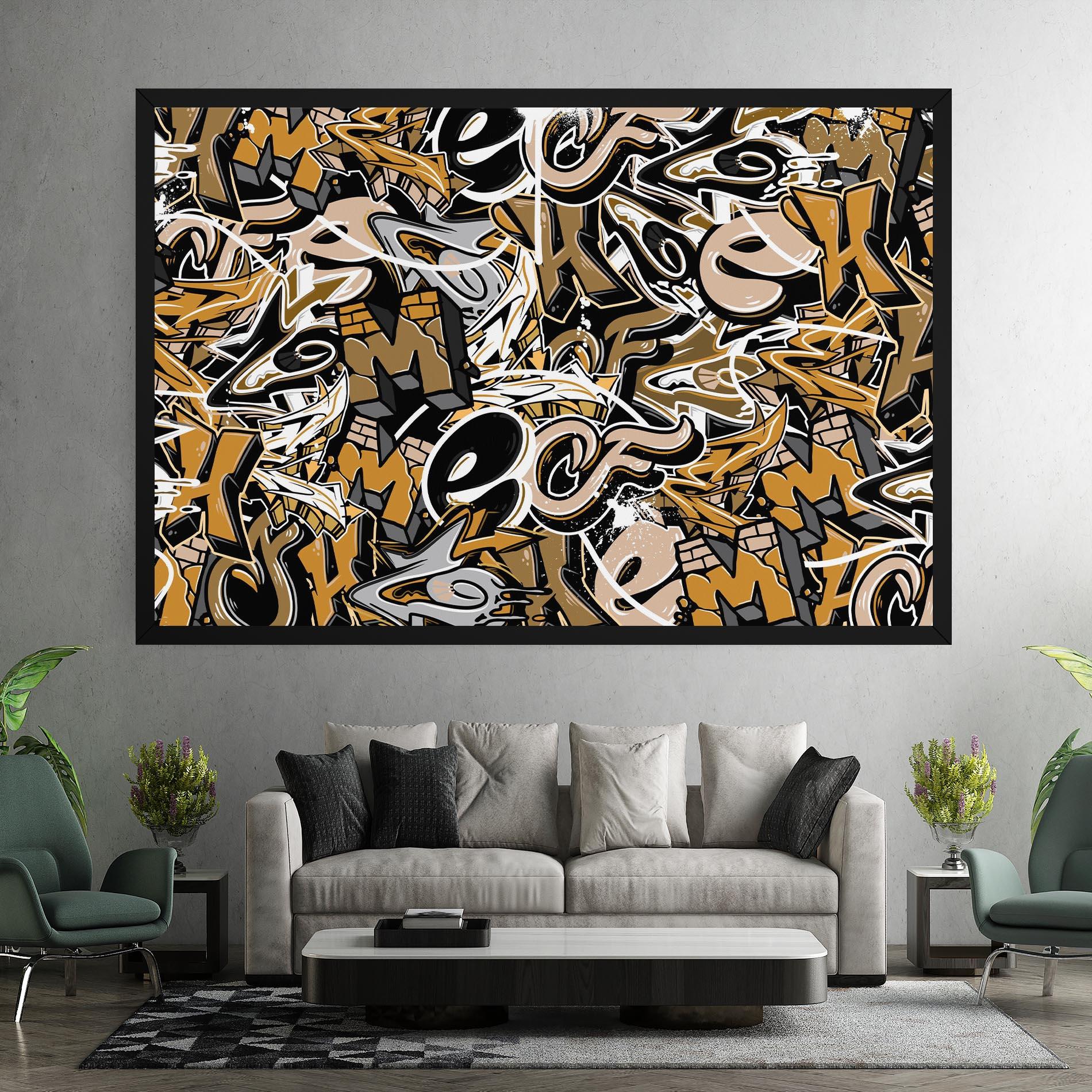 Tablou Canvas Yellow White Graffiti mockup 7