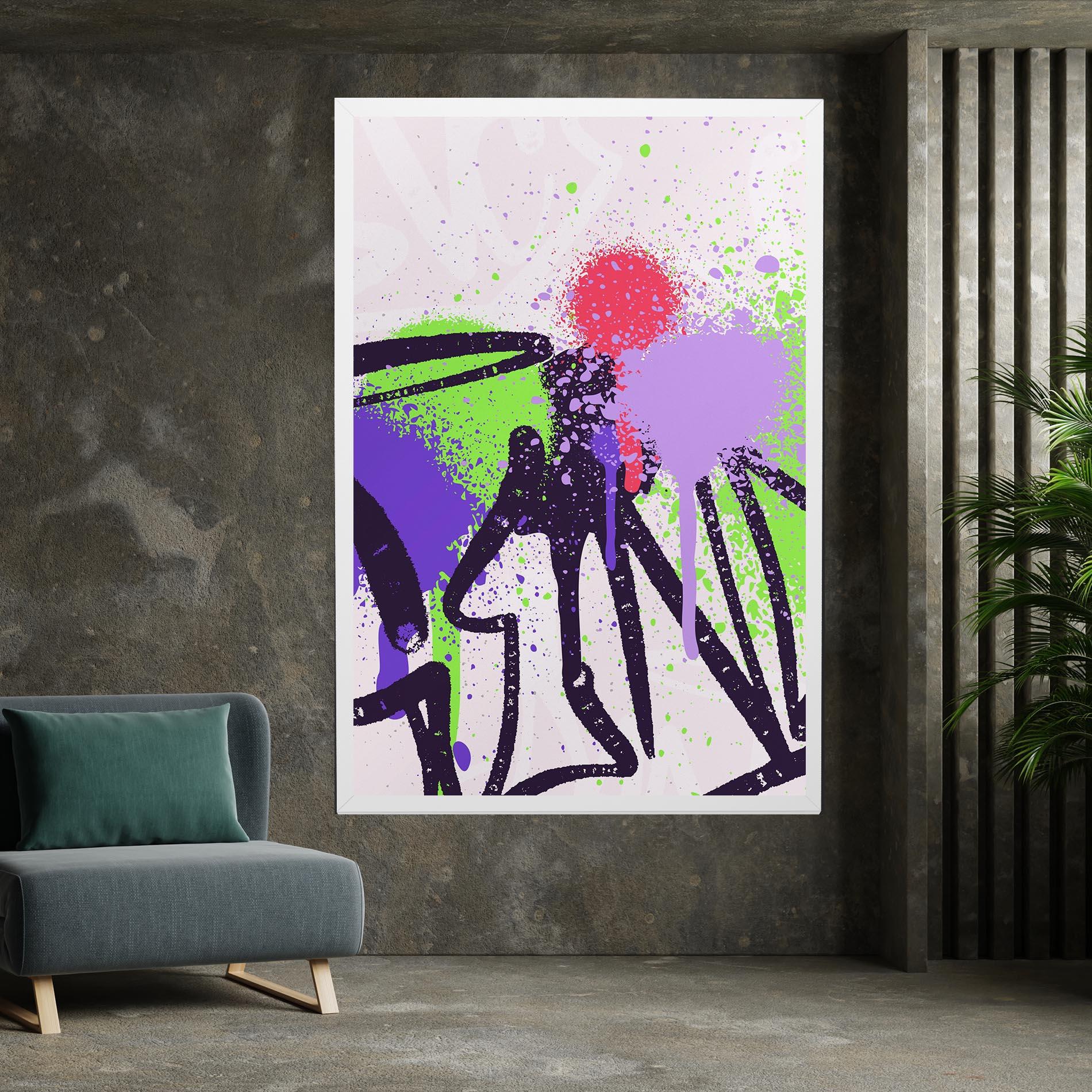Tablou Canvas Green Purple Graffiti mockup 7