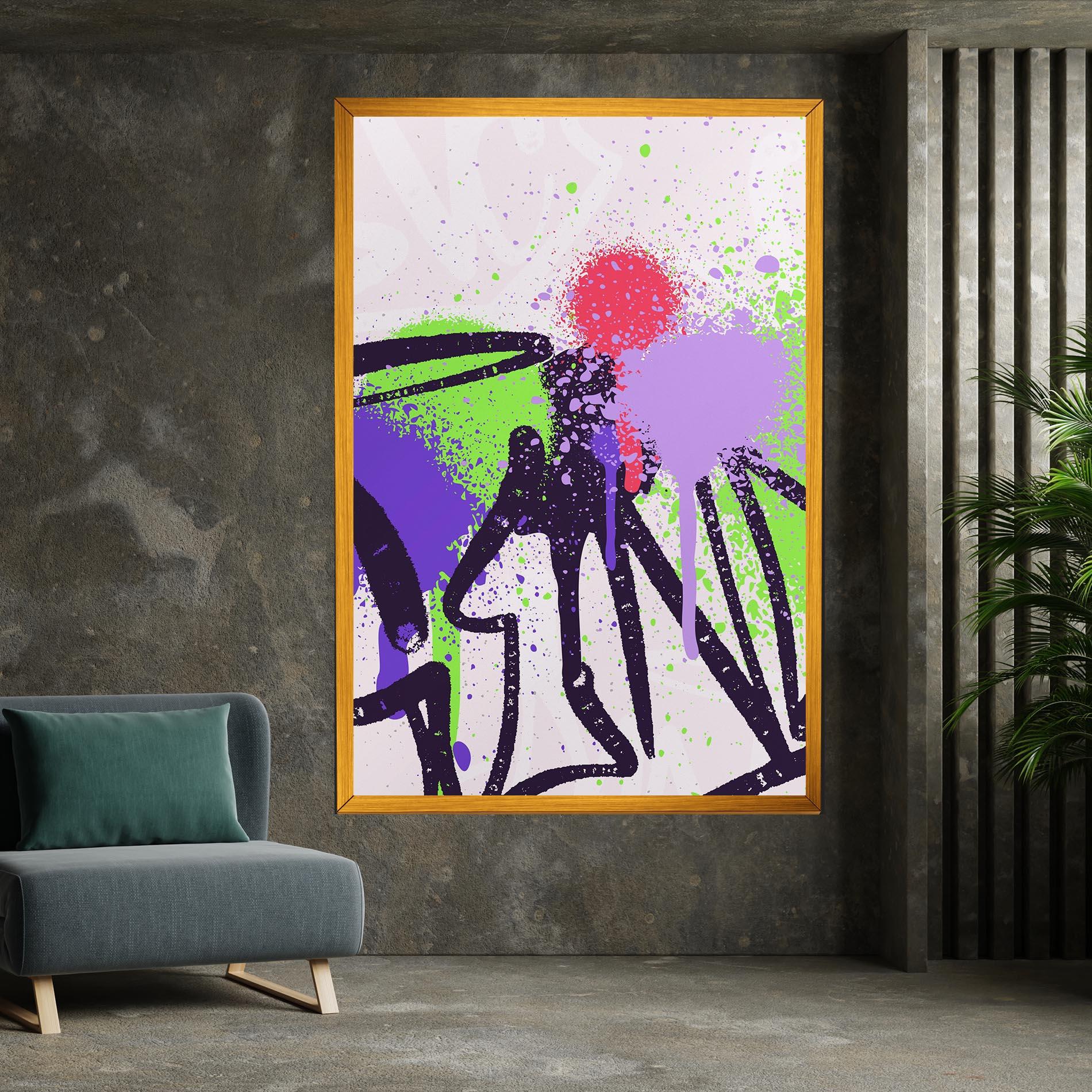 Tablou Canvas Green Purple Graffiti mockup 7