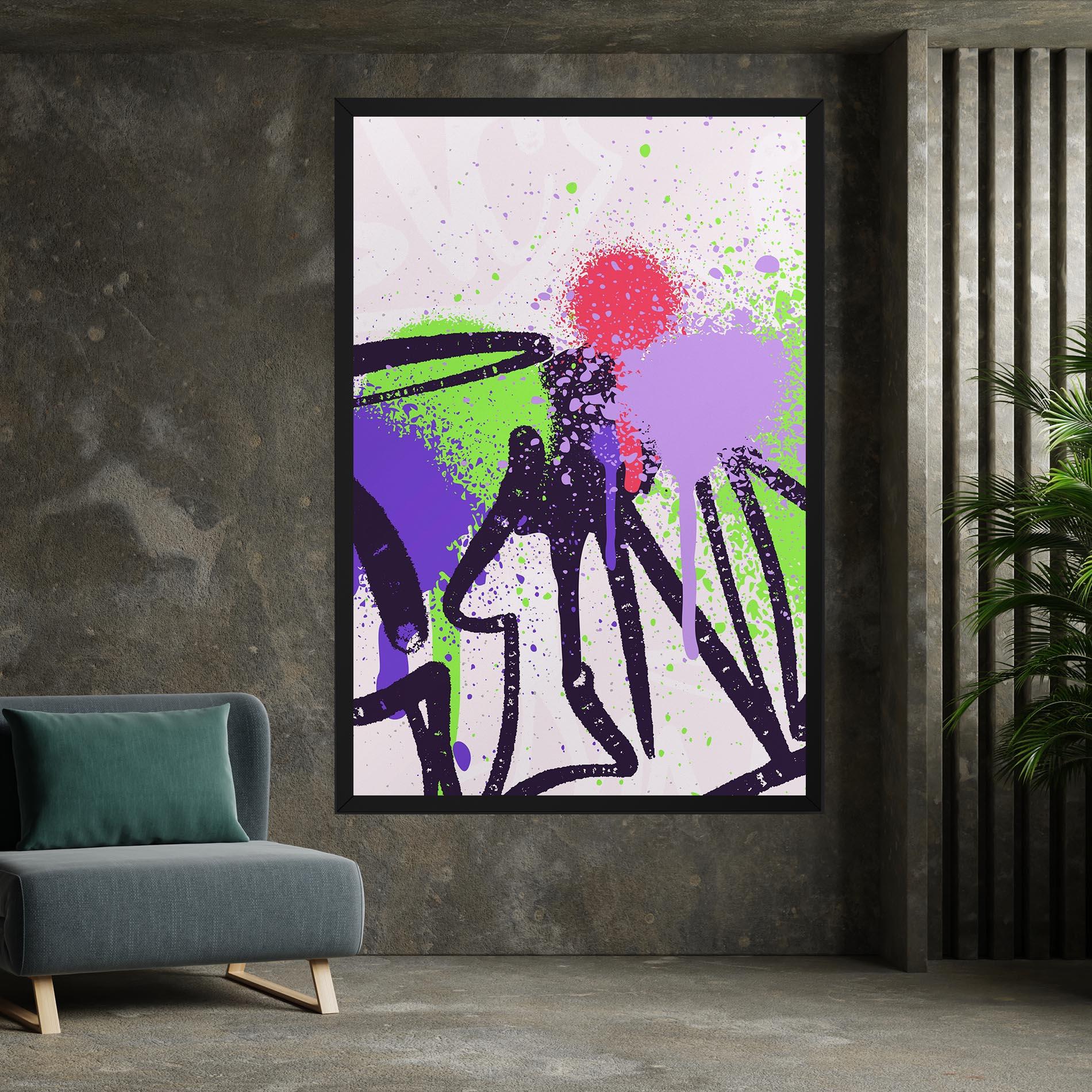 Tablou Canvas Green Purple Graffiti mockup 7