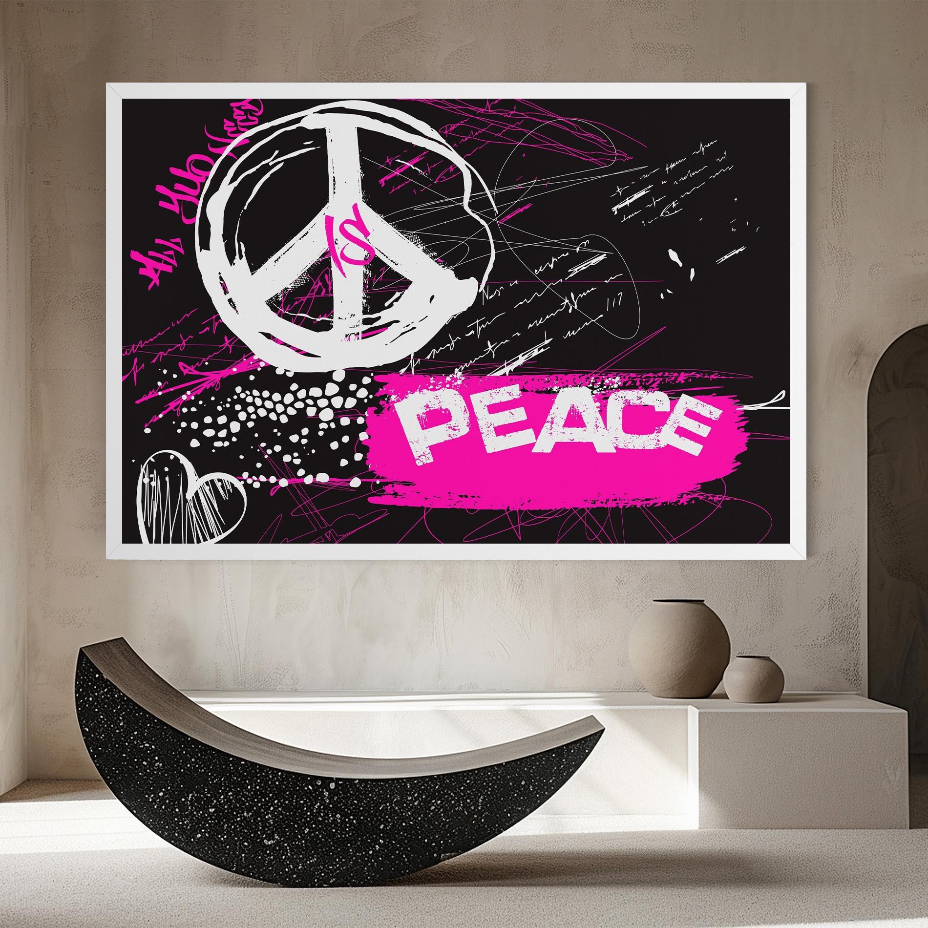 Tablou Canvas Graffiti Pink Peace mockup 8