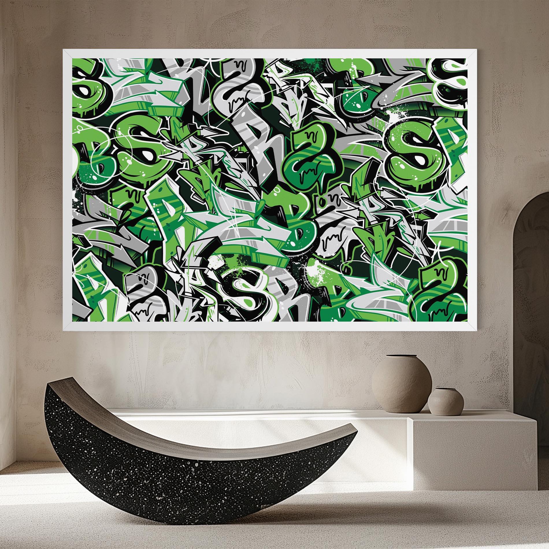 Tablou Canvas Green Graffiti Letters mockup 8