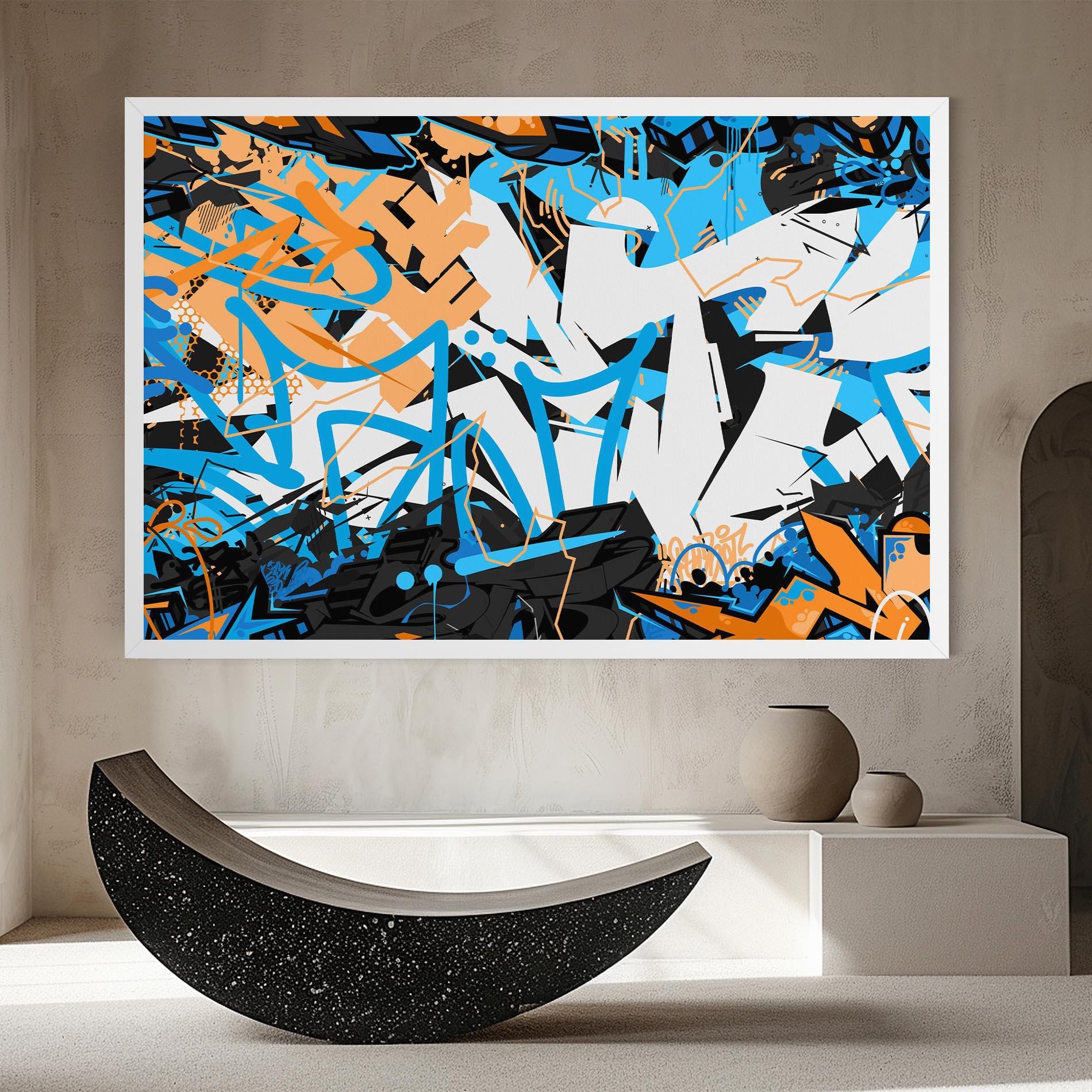 Tablou Canvas White Orange Graffiti mockup 8